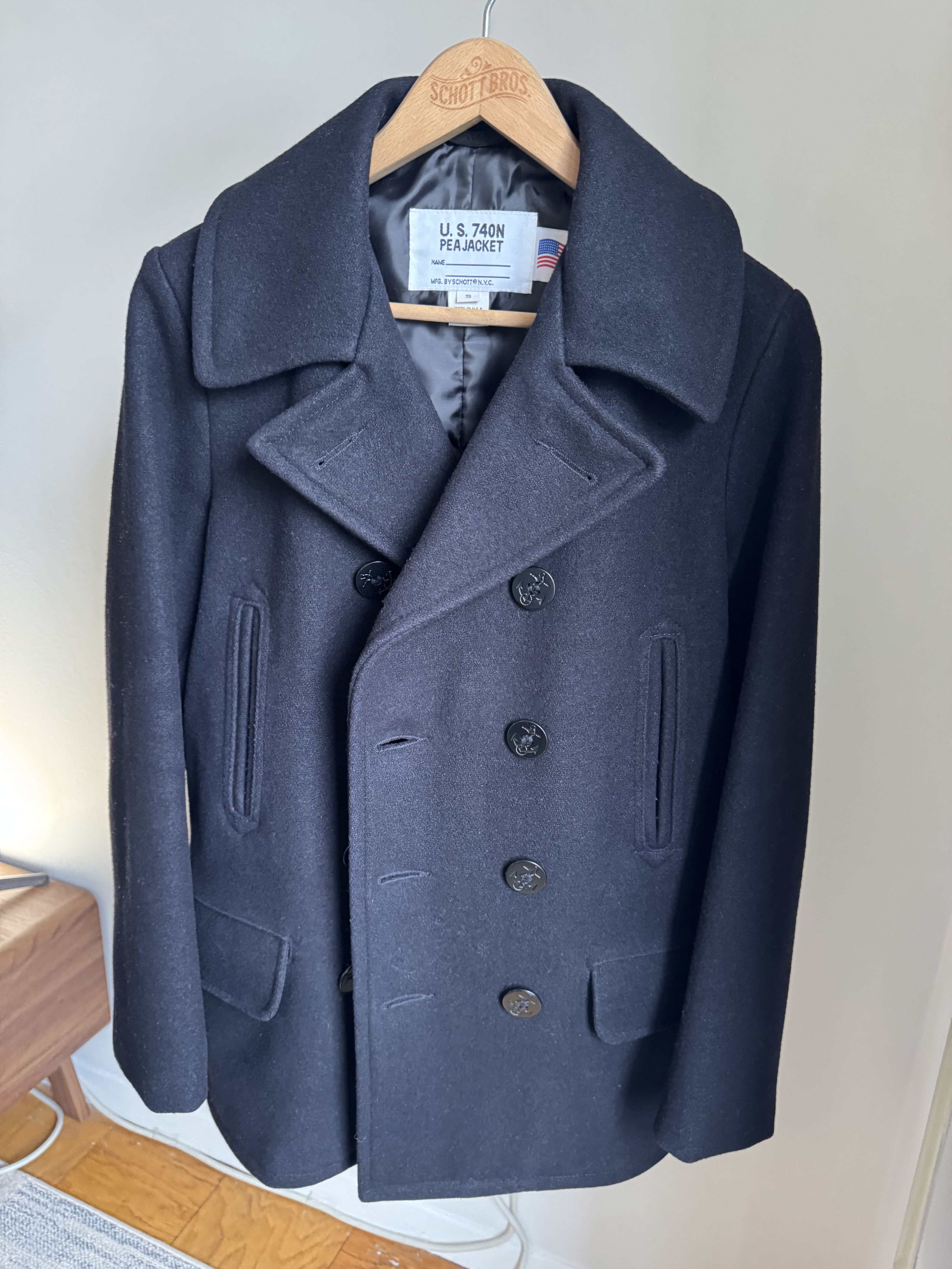 Schott Schott 782USA Navy Melton Wool Peacoat Size US S / EU 44-46 / 1 - 1 Thumbnail