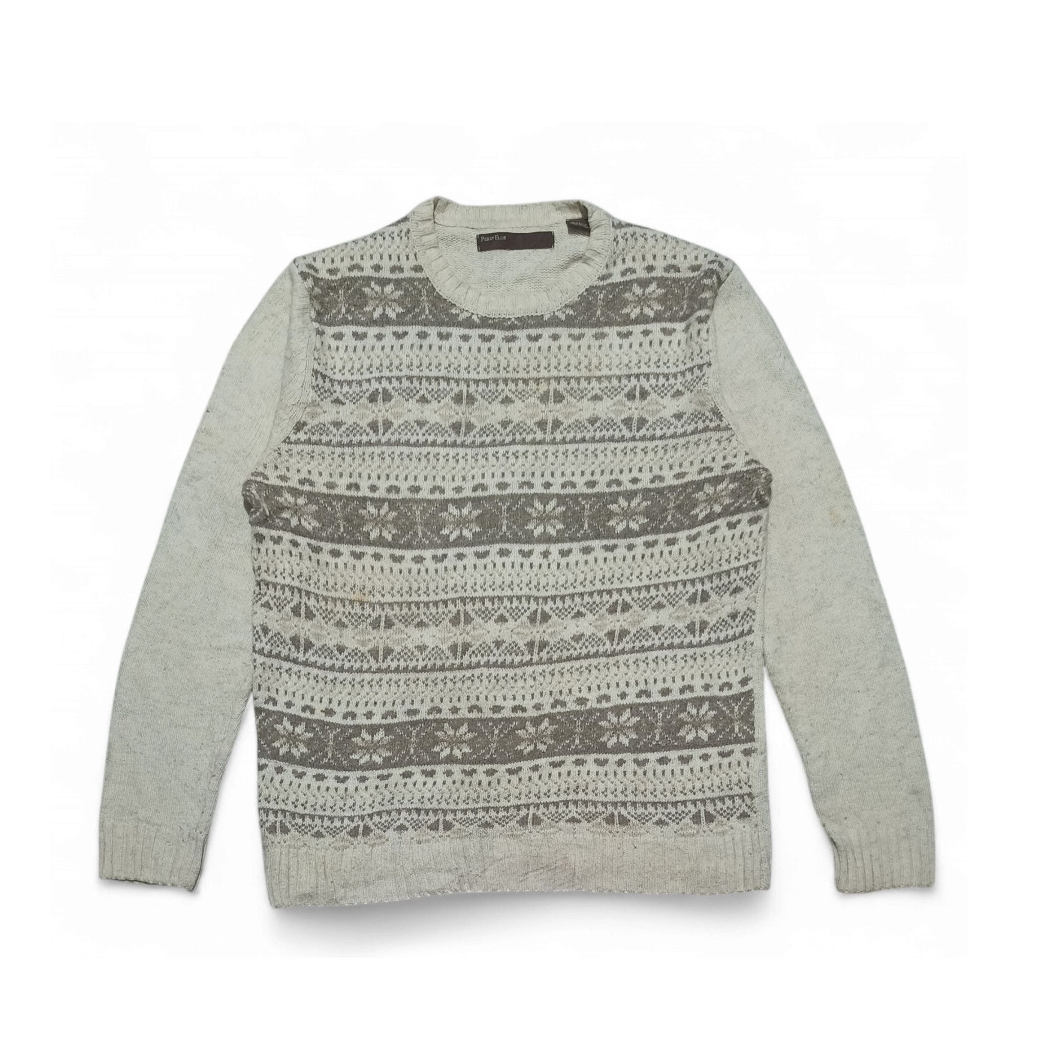 Perry Ellis Vintage 90s PERRY ELLIS Ethnic Striped Motifs Knit Sweater Size US M / EU 48-50 / 2 - 1 Thumbnail
