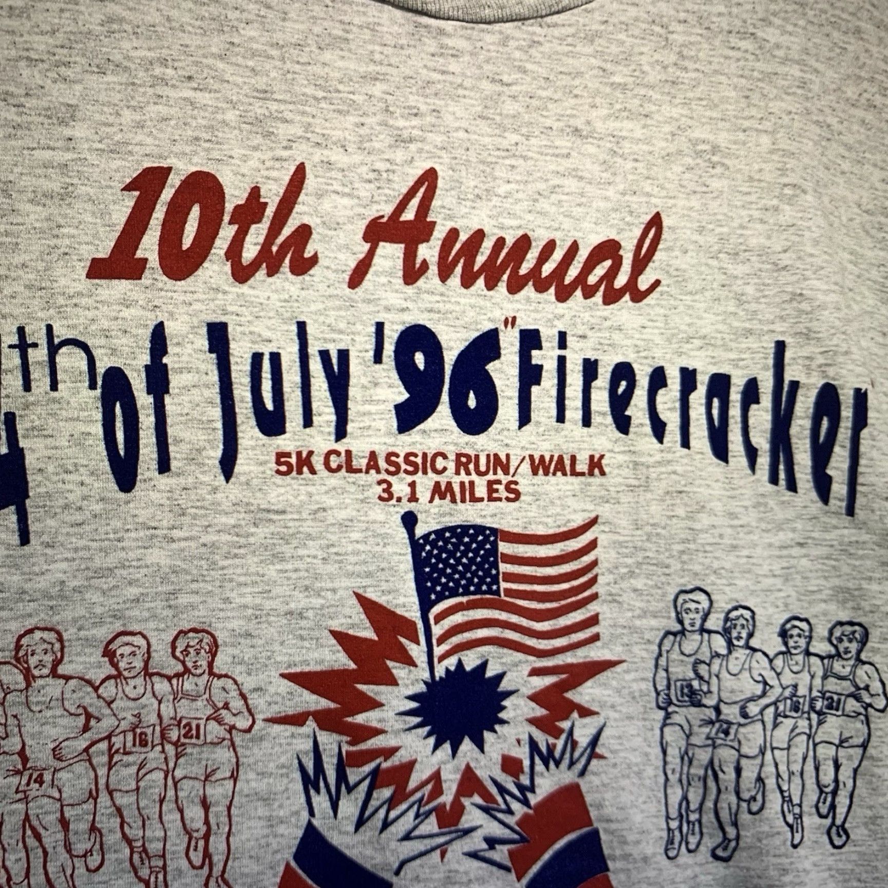 Jerzees Vintage JERZEES 4th of July T-Shirt XL Men Patriotic USA Runners 1996 Firecracker Classic Size US XL / EU 56 / 4 - 6 Thumbnail