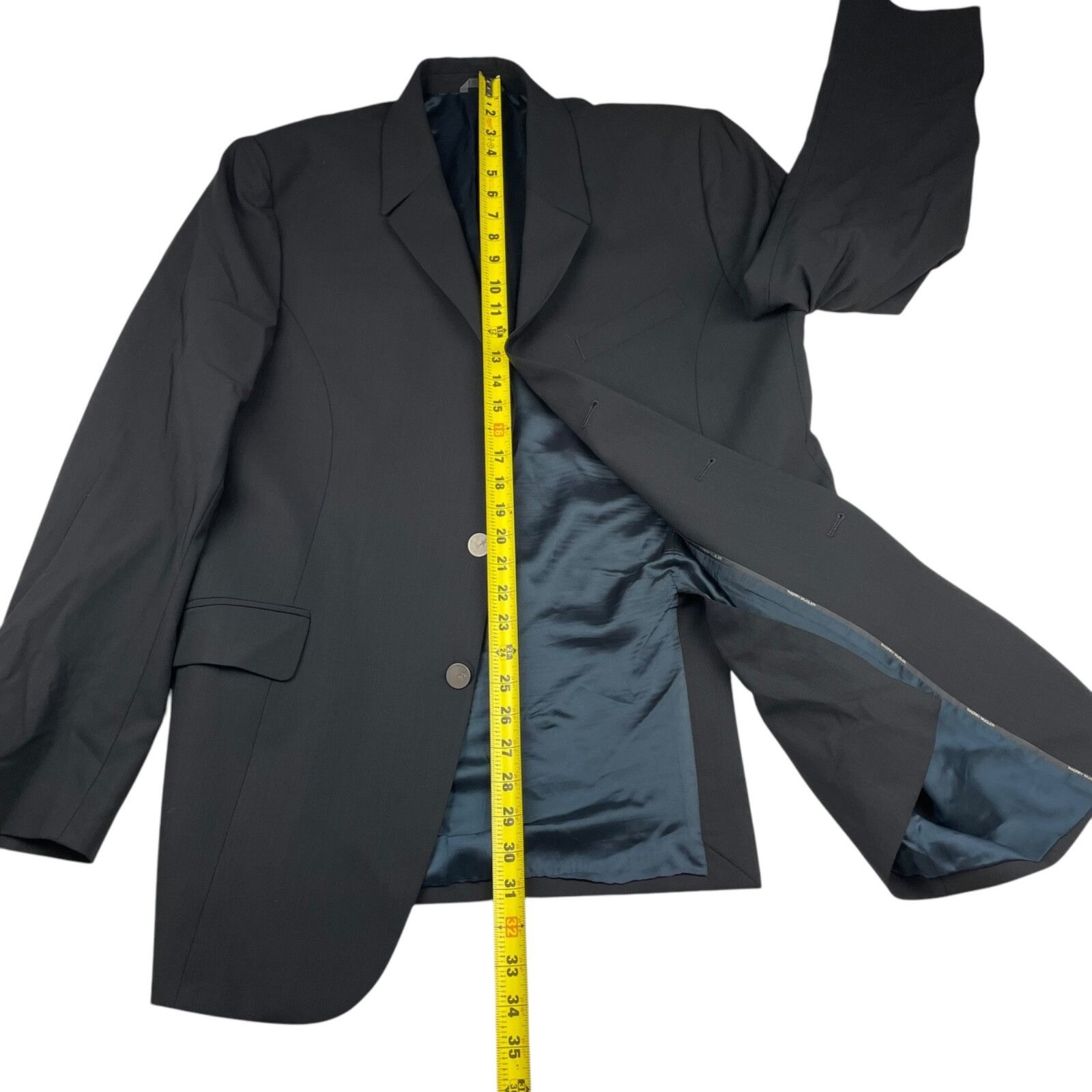 Thierry Mugler Thierry Muggler Men’s 100% Wool Metal Button Suit Black • 42 Size 42L - 12 Thumbnail
