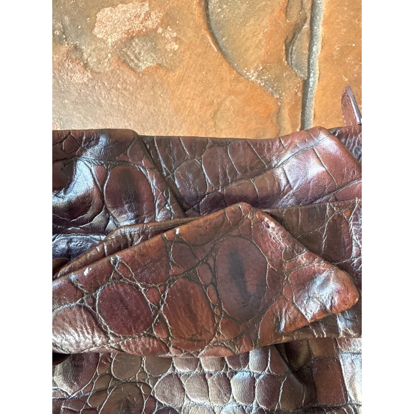 BRAHMIN VINTAGE Brahmin Leather Embossed Croc Purse Clutch Bag Size ONE SIZE - 4 Thumbnail