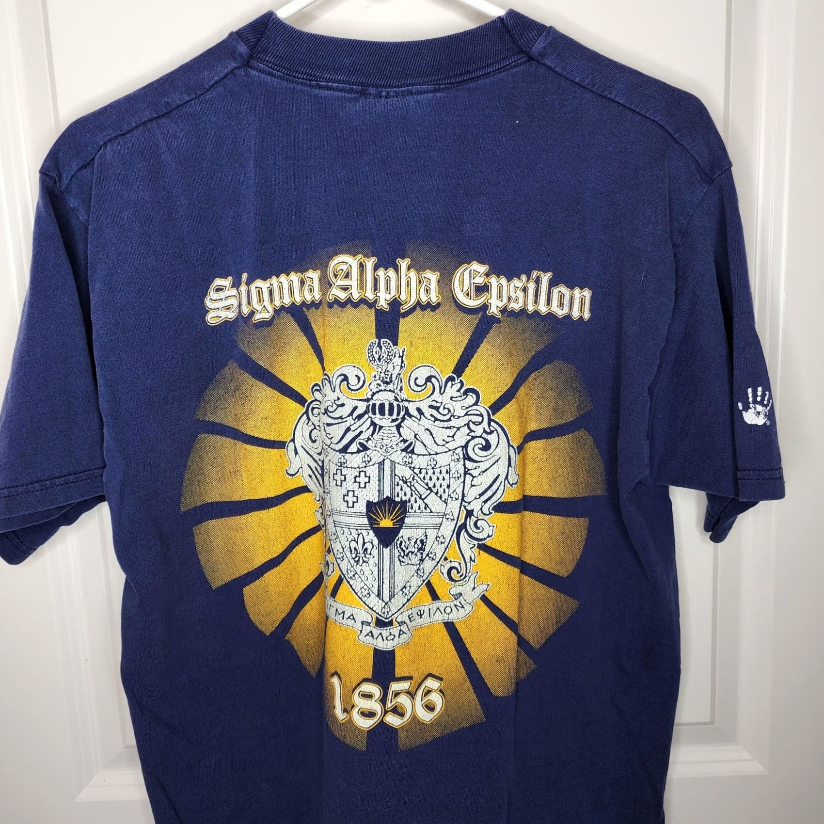 Gildan VINTAGE Gildan Shirt Mens L Blue Sigma Alpha Epsilon Crest 1856 Fraternity Tee Size US L / EU 52-54 / 3 - 2 Thumbnail