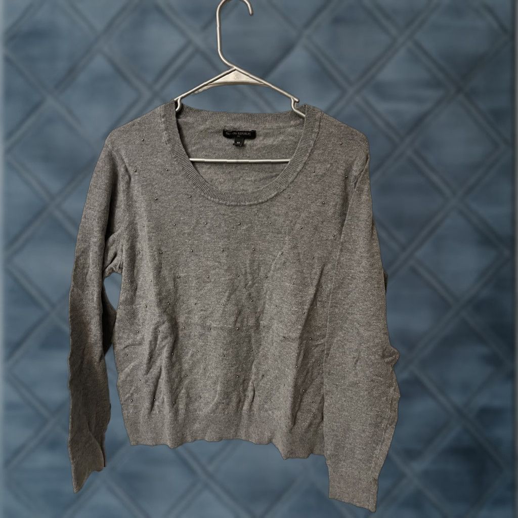 Banana Republic BANANA REPUBLIC SWEATER | Studded Gray Cotton Blend PULLOVER WOMEN'S M Size M / US 6-8 / IT 42-44 - 1 Thumbnail