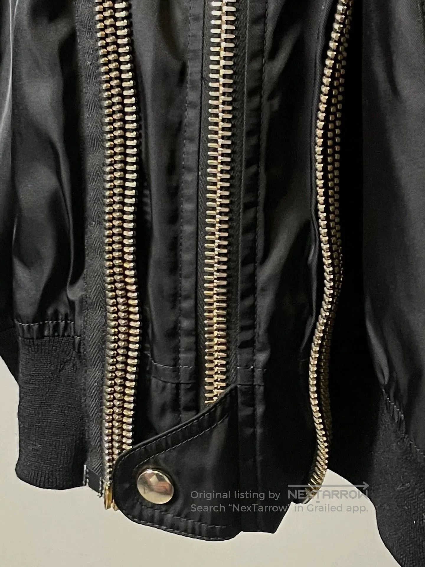 Alexander McQueen Black er Jacket with Zip Front and Ribbed Trim. Size US M / EU 48-50 / 2 - 4 Thumbnail