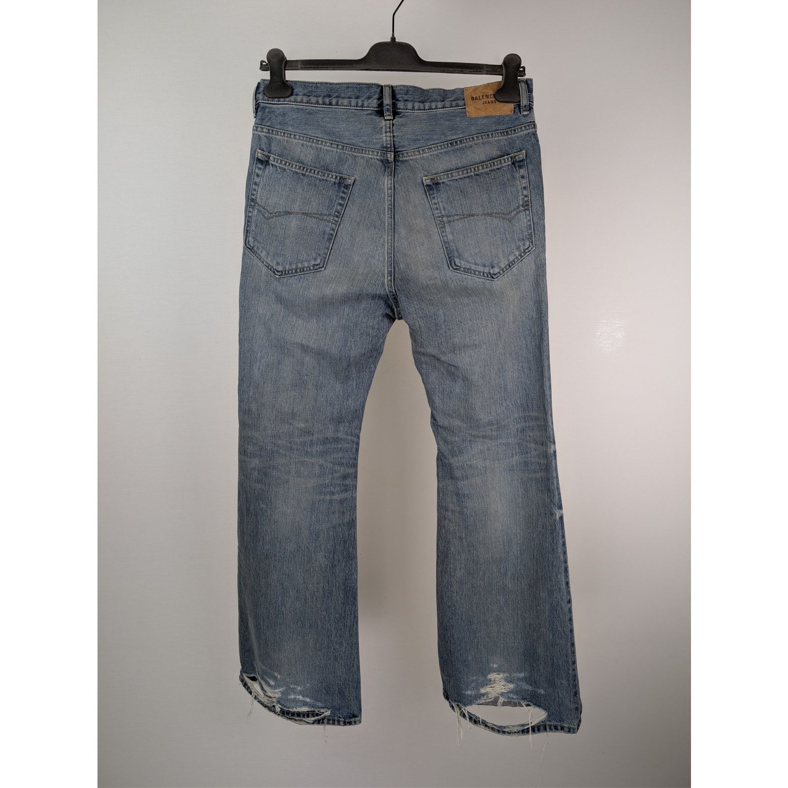 Balenciaga o1rshd1 Unisex Organic Selvedge Denim Flared Pants in Blue Size US 30 / EU 46 - 14 Thumbnail