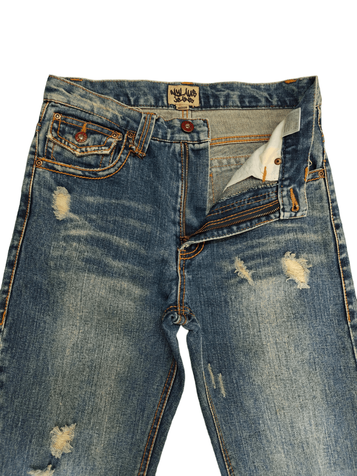 If Six Was Nine Flare Jeans Nylaus Distress Embroidered Denim Bootcut Mudmax Size US 30 / EU 46 - 10 Thumbnail