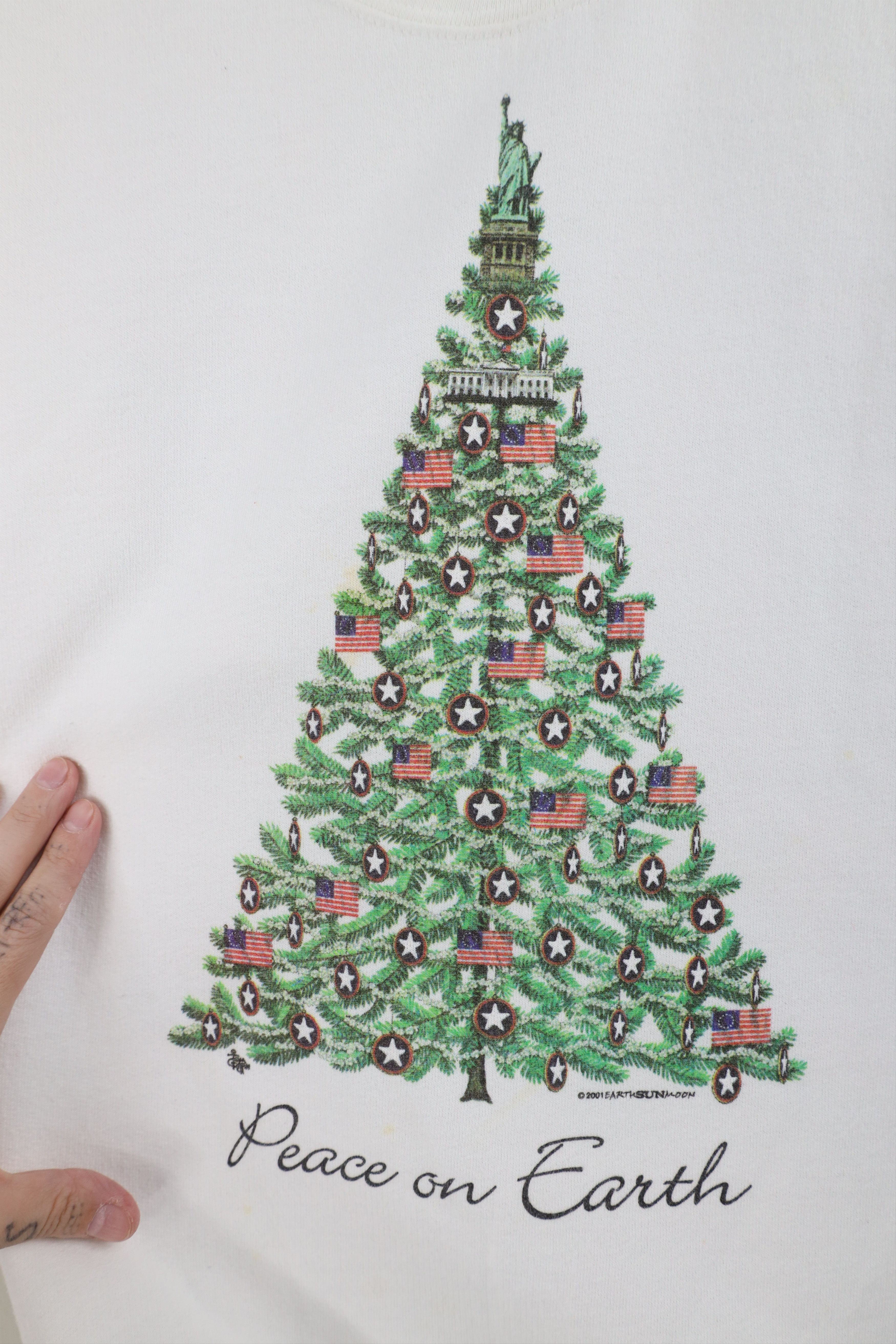 Vintage Vintage Y2K 2001 Peace On Earth Christmas Tree Sweatshirt Size M / US 6-8 / IT 42-44 - 4 Thumbnail