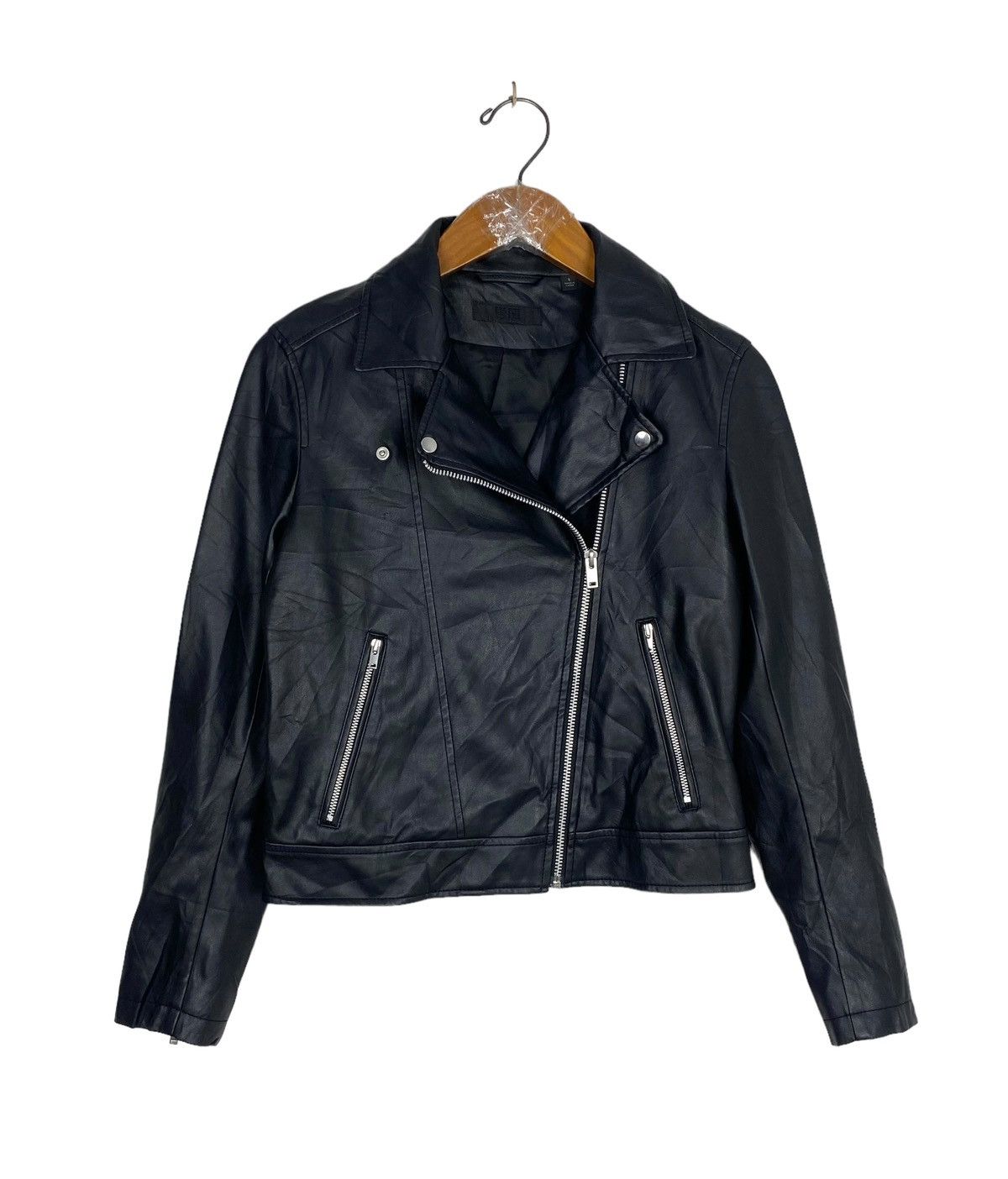 Uniqlo Rare‼️ Uniqlo Pu Leather Biker Jacket Size S / US 4 / IT 40 - 1 Thumbnail