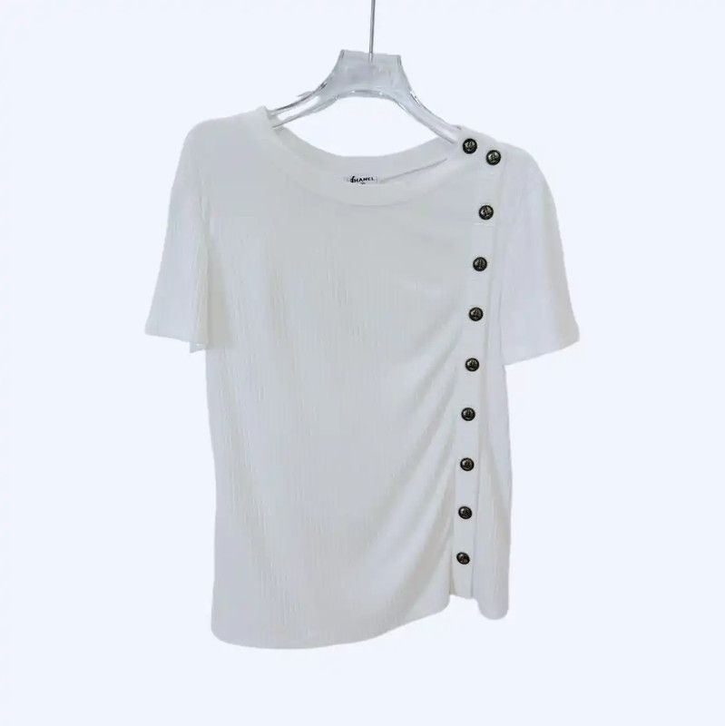 Chanel Chanel White Wool Blend T-Shirt 0089 Size S / US 4 / IT 40 - 1 Thumbnail