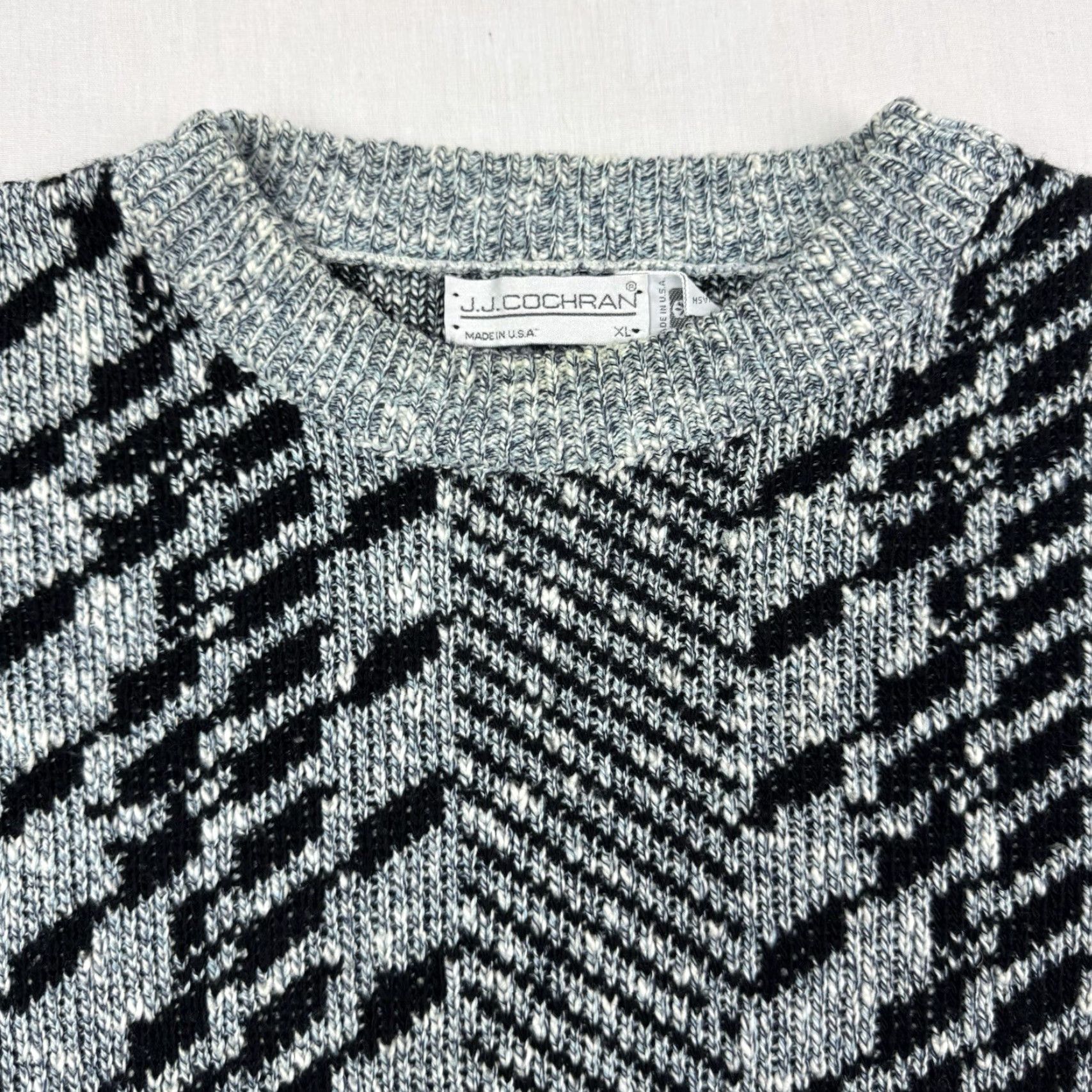 Vintage VINTAGE J.J. Cochran Geometric Sweater Pullover Adult XL Blue 1980s Classic Mens Size US XL / EU 56 / 4 - 3 Thumbnail