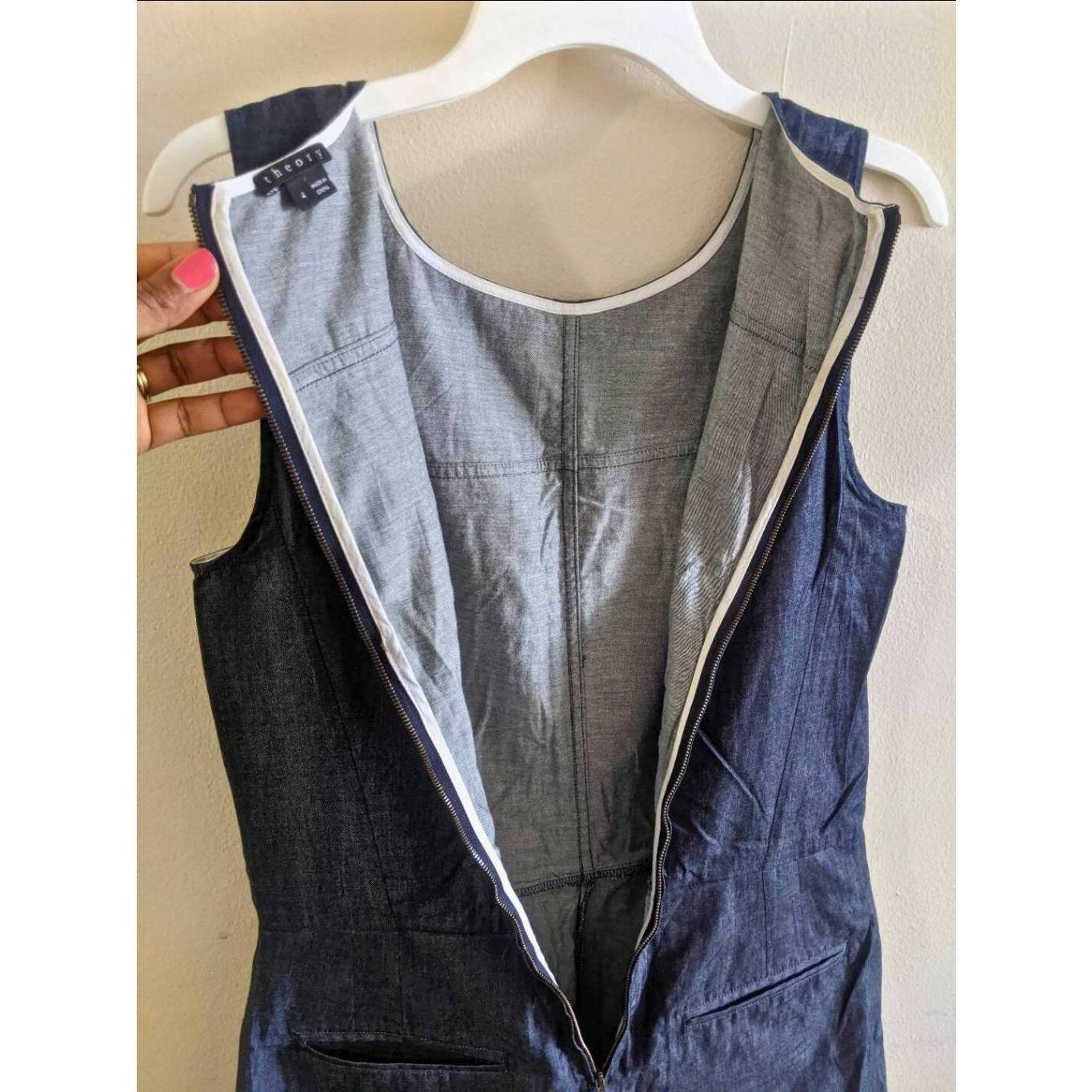 Theory Theory Women’s Denim Romper Size 4 Dark Blue Sleeveless Cott Size 27" / US 4 / IT 40 - 8 Thumbnail