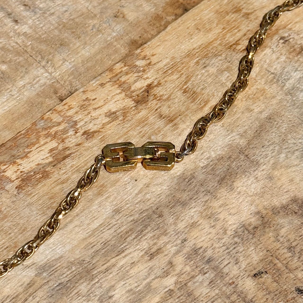 Givenchy Vintage Gold Chain Faux Coral Crystal Necklace