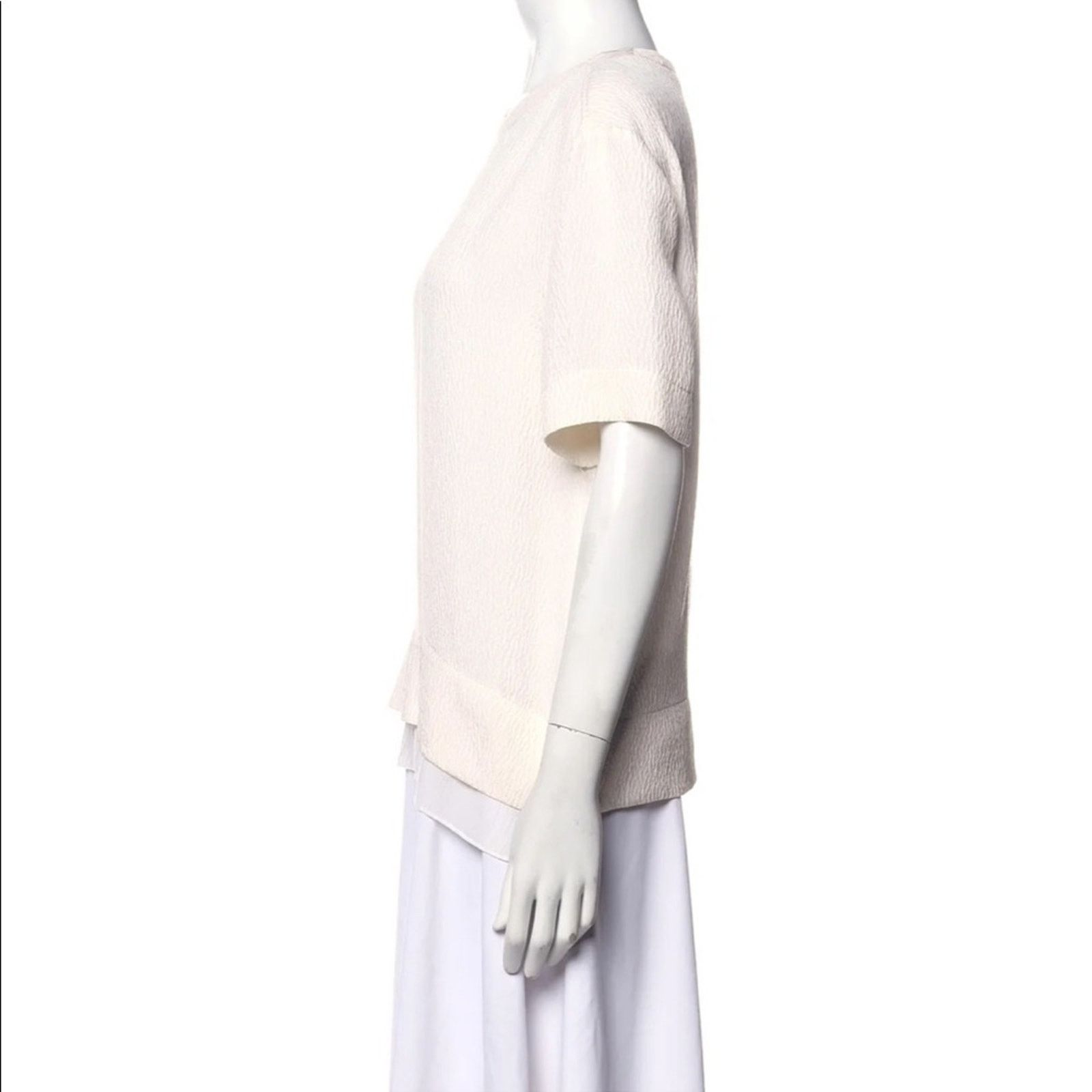 Helmut Lang HELMUT LANG Silk White Short Sleeve Tee Shirt Blouse Top Size XS / US 0-2 / IT 36-38 - 12 Thumbnail