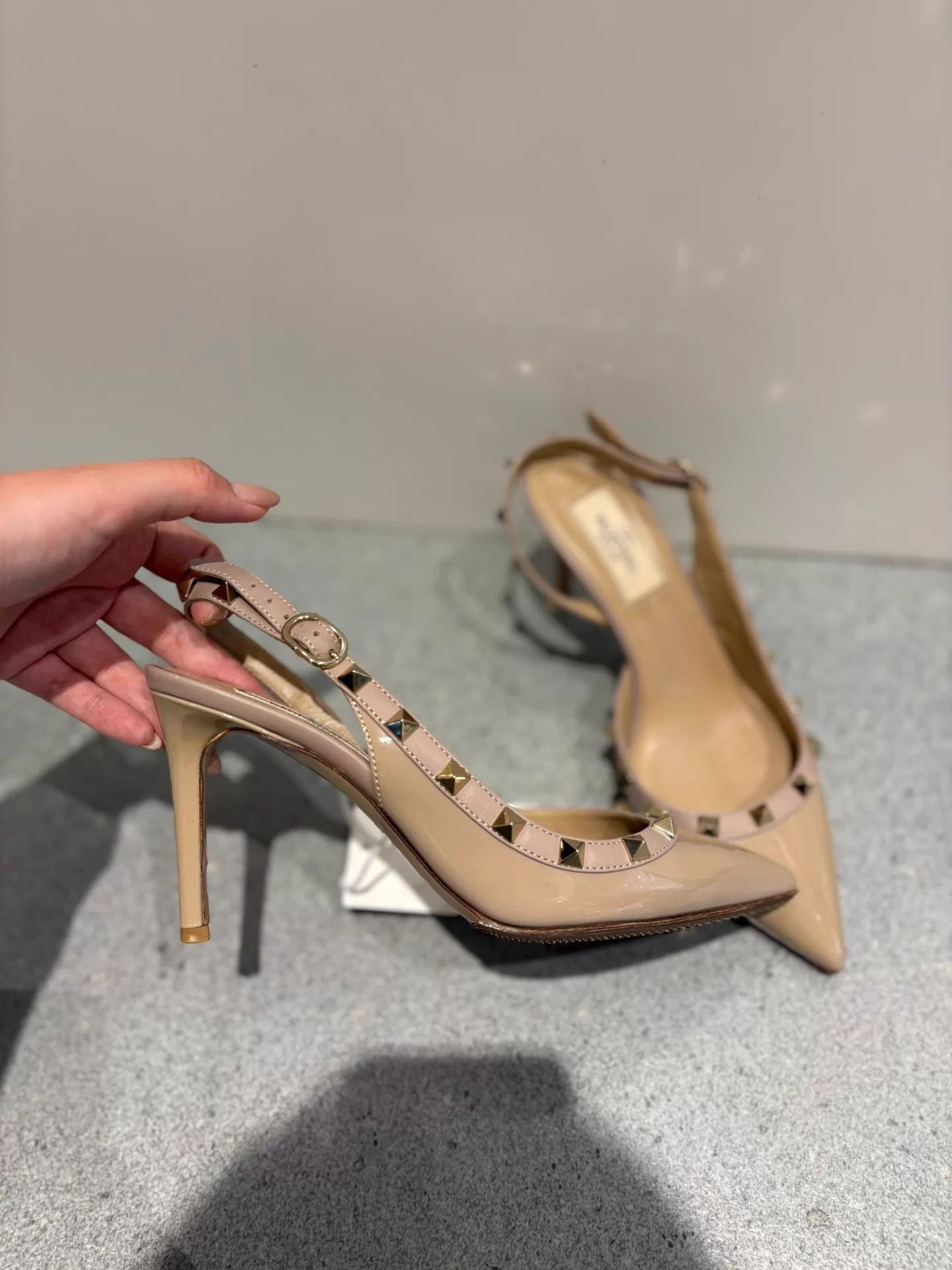 Valentino Valentino Nude Patent Half-Pump Studded Heels 99 New 35 Size US 4.5 / IT 34.5 - 2 Thumbnail