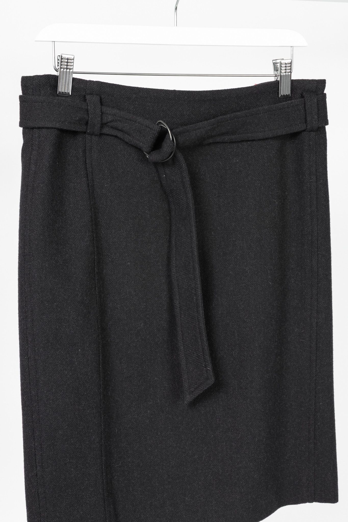 Akris Akris Punto Wool Herringbone-Flannel Belted Pencil Skirt Size 32" / US 10 / IT 46 - 3 Thumbnail