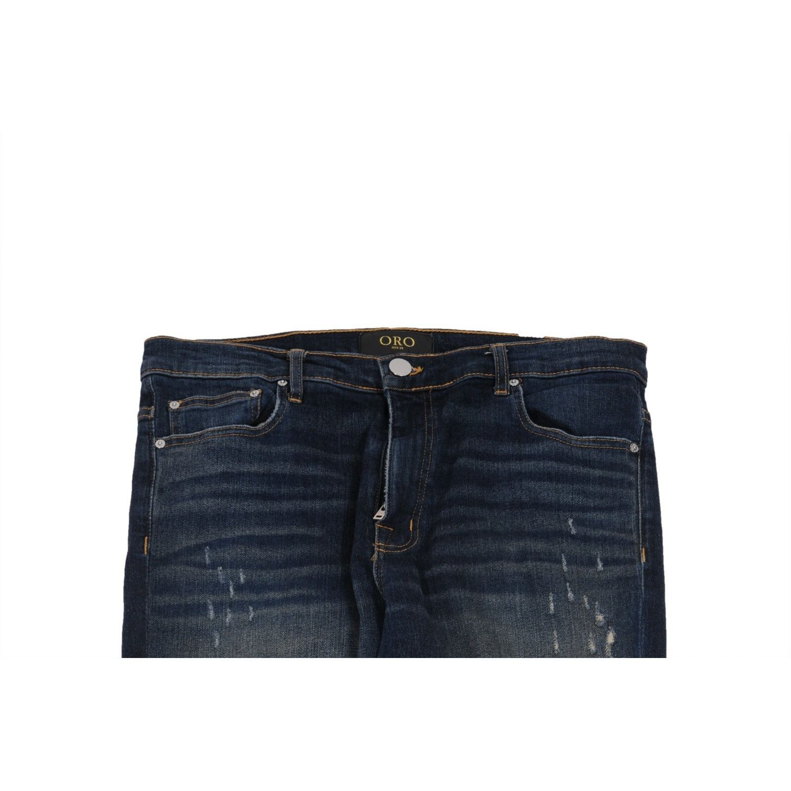 Oro Los Angeles Distressed Knee Slash Rustic Jeans Dark Wash Size US 32 / EU 48 - 6 Thumbnail