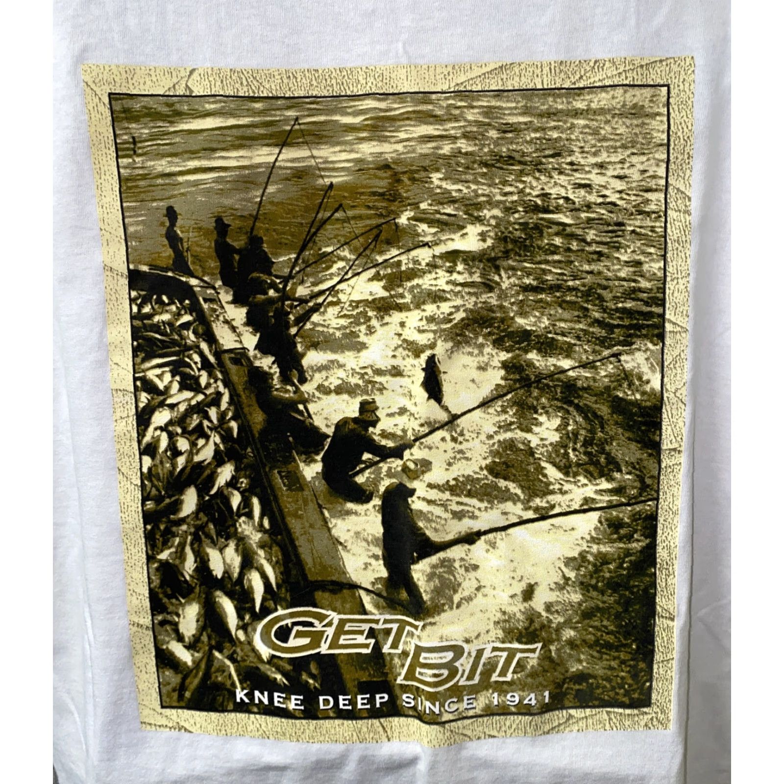 Vintage Get Bit Mens T-Shirt Short Sleeve XL White Cotton Solid USA Made Size US XL / EU 56 / 4 - 2 Thumbnail
