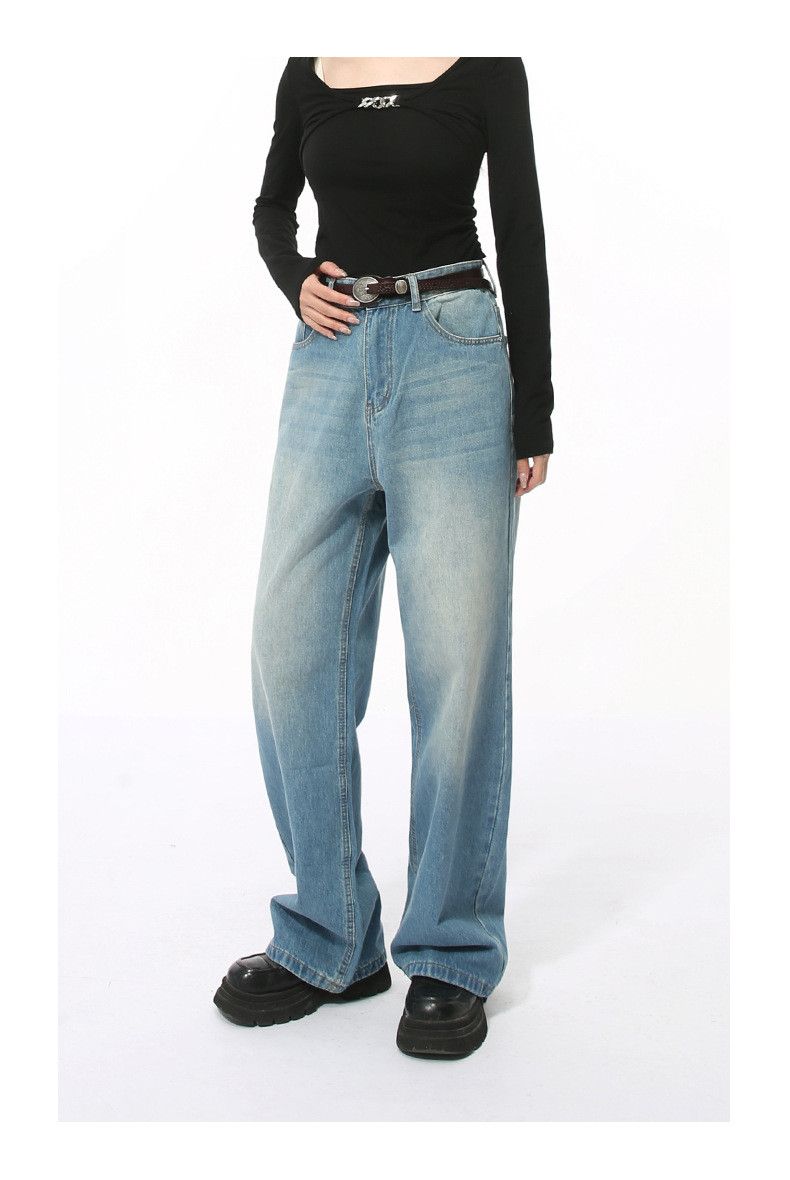 Japanese Brand Men's Japanese retro style wide-leg loose washed jeans Size US 32 / EU 48 - 3 Thumbnail