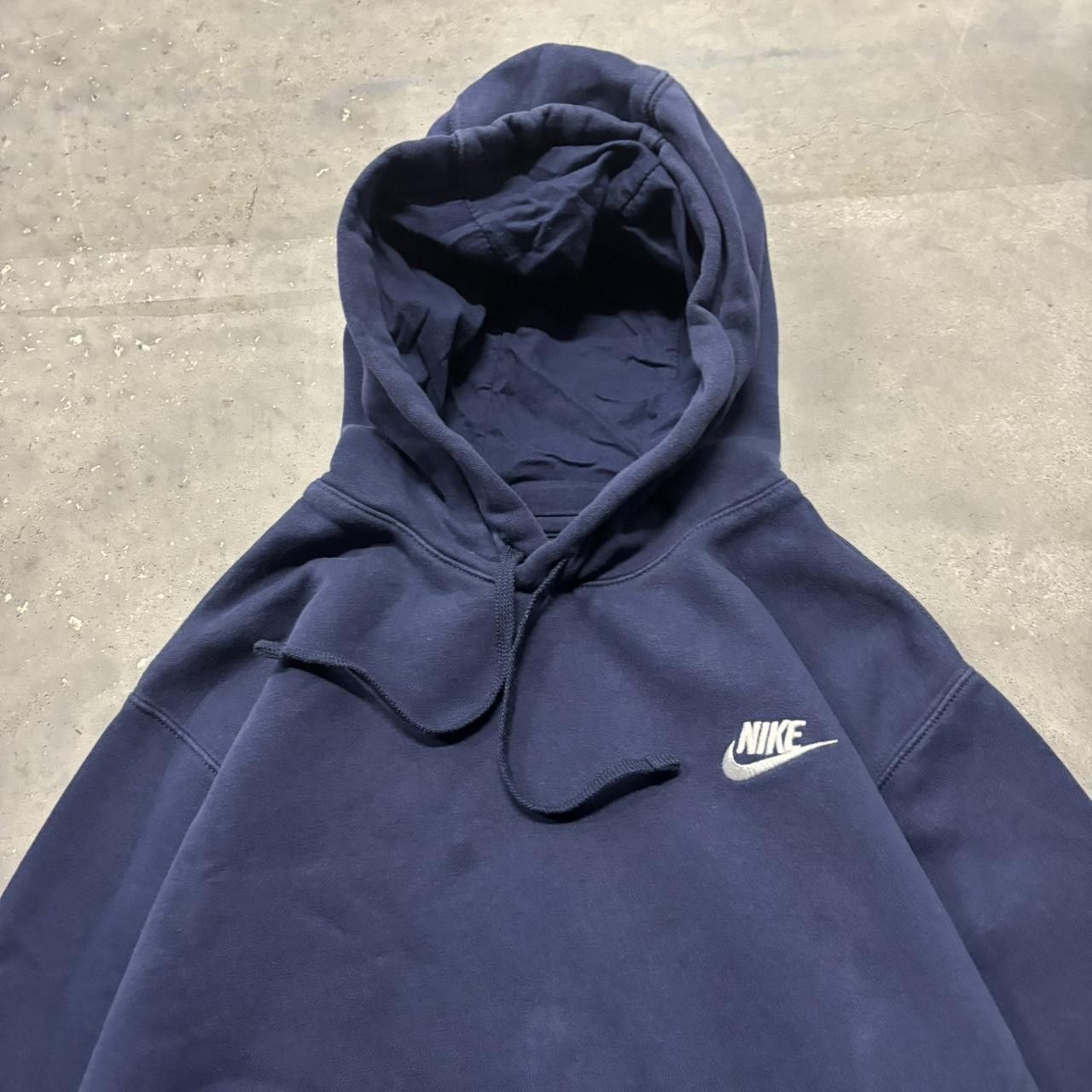 Nike × Vintage Crazy Vintage Y2K/2000s Navy Blue Nike Streetwear Essential Hoodie! Size US S / EU 44-46 / 1 - 2 Thumbnail