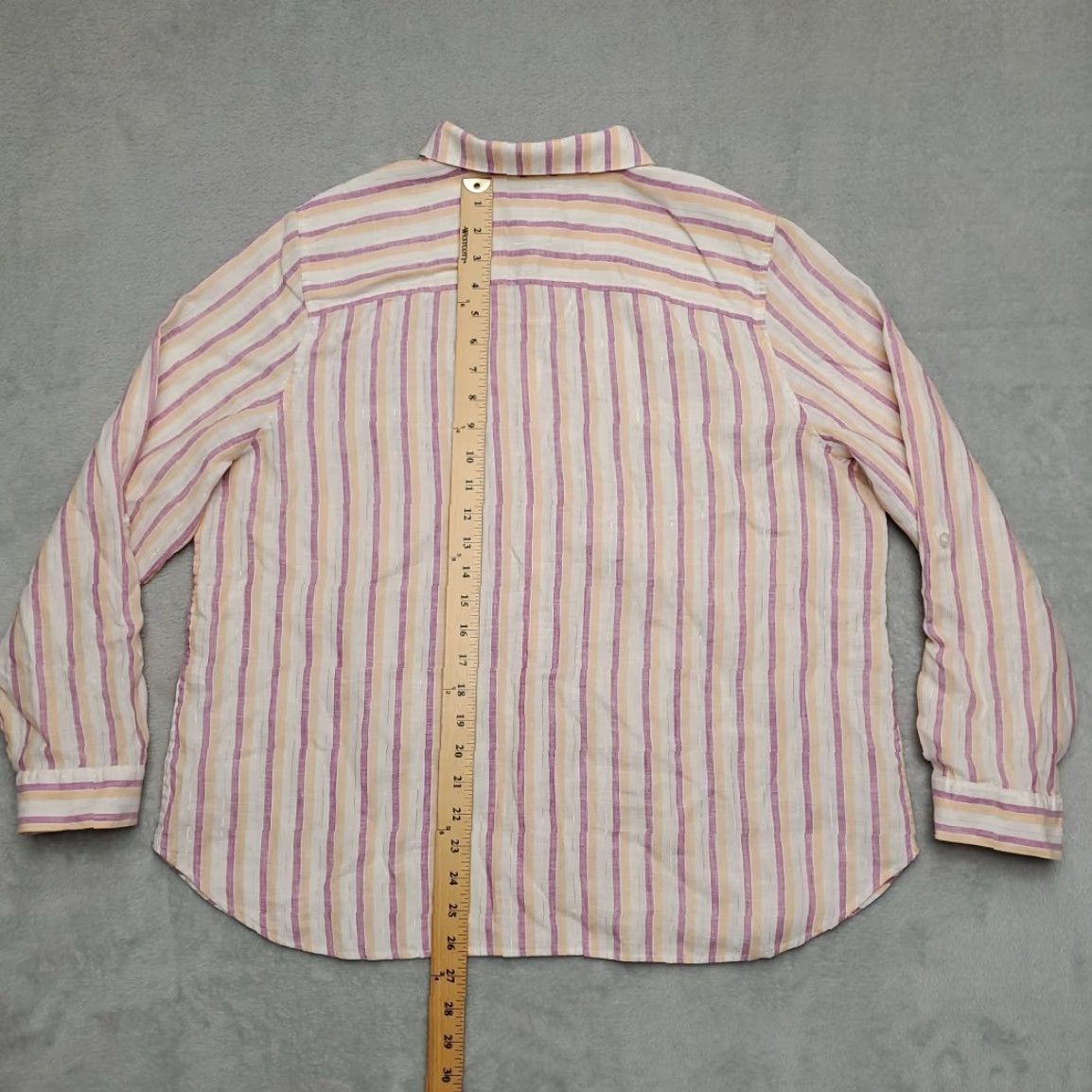 Vintage Chicos Shirt Womens XL Purple Striped 100% Linen Button-Up Long Sleeve Casual Comfort Basic Shirt Womens XL Purple Striped Linen Button-Up Shirt Size XL / US 12-14 / IT 48-50 - 6 Thumbnail