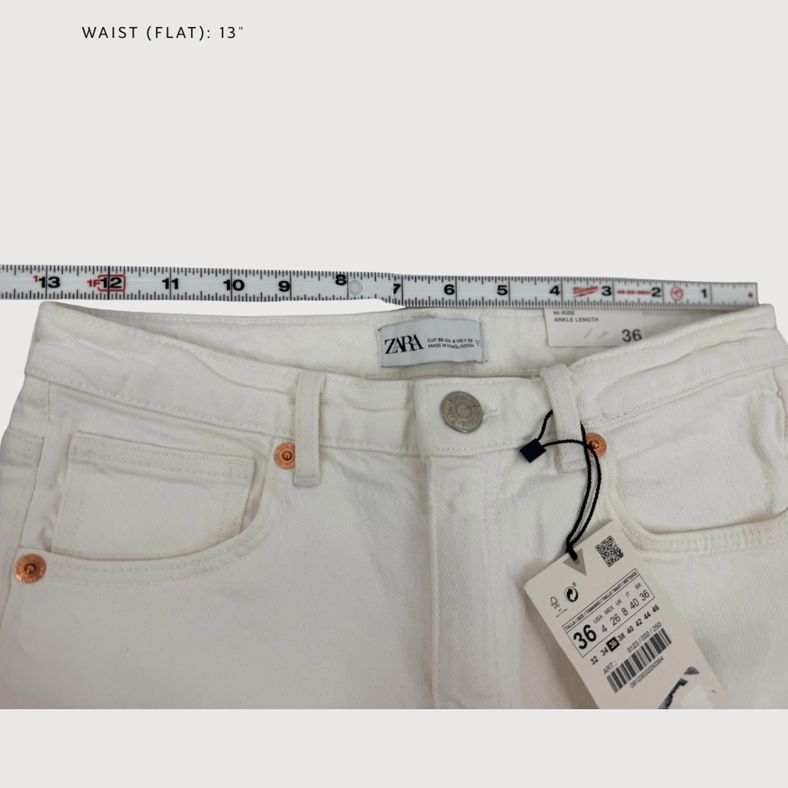 Zara Zara High Rise Straight Jeans Ivory NWT Ankle Length 4 Size 27" / US 4 / IT 40 - 7 Thumbnail