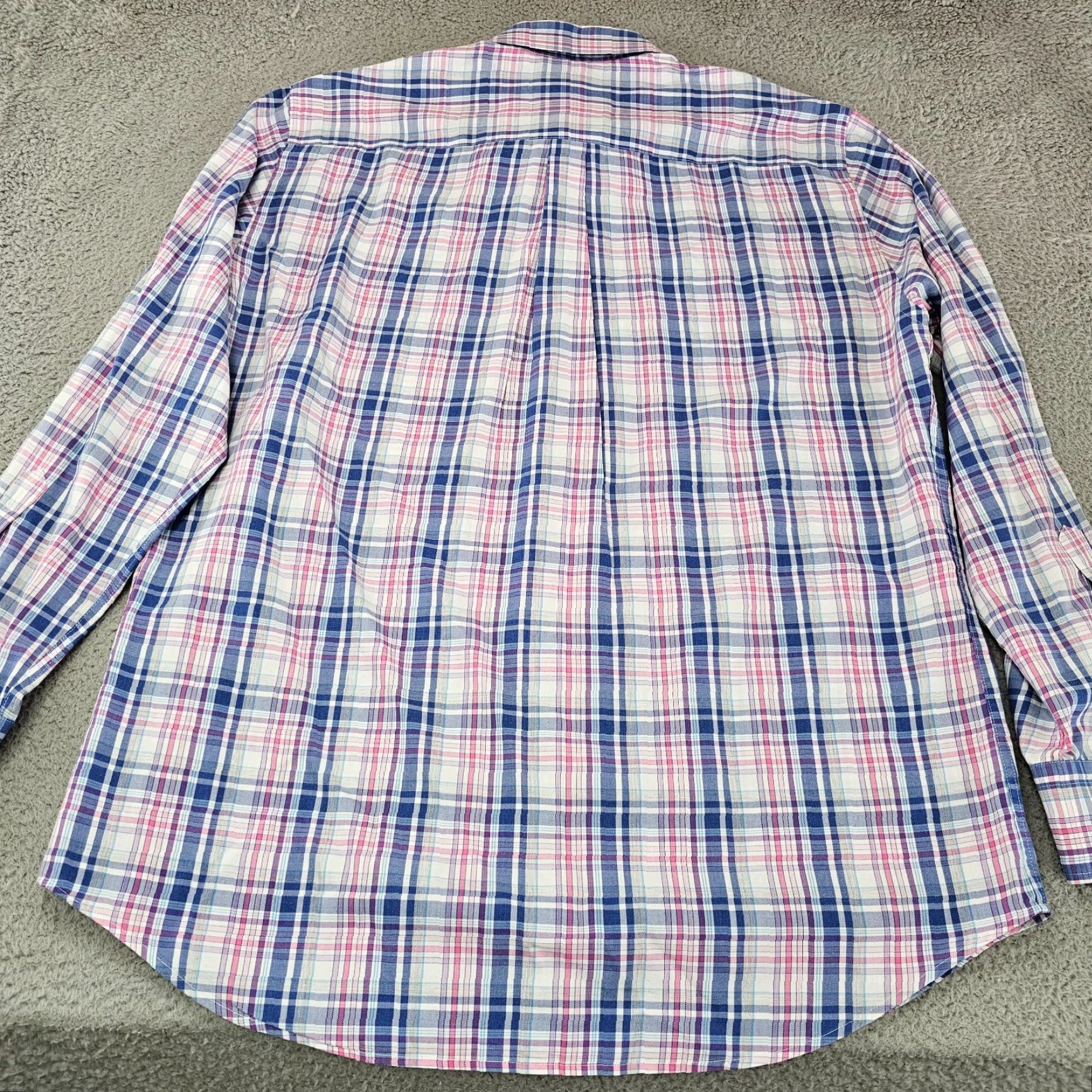 Peter Millar VINTAGE Peter Millar Shirt Mens Large Pink Blue Check Casual Cotton Woven Long Sleeve Size US L / EU 52-54 / 3 - 7 Thumbnail