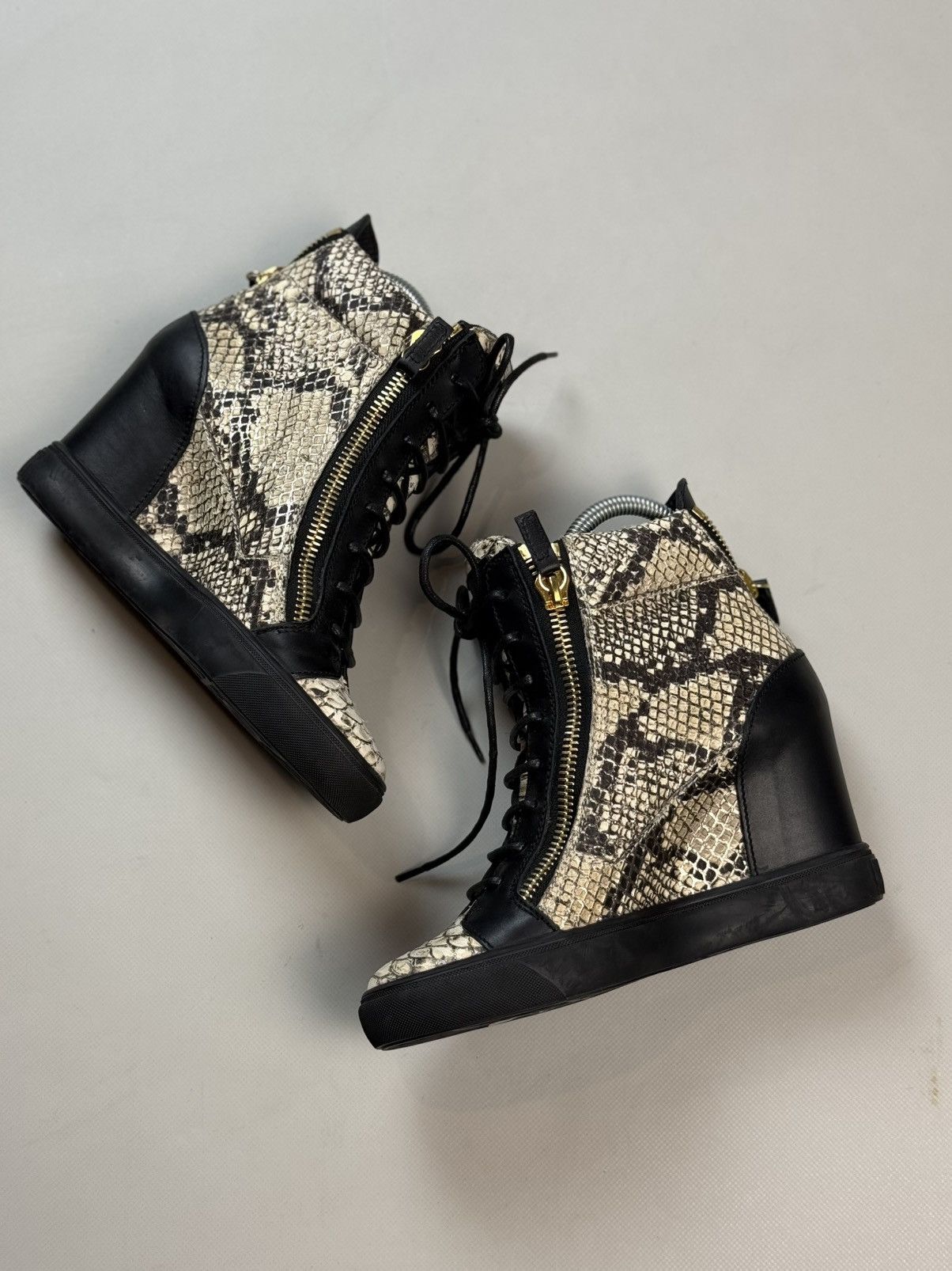 Giuseppe Zanotti Zanotti Python Embossed Leather Coby High Top Sneakers Shoes Size US 8.5 / IT 38.5 - 2 Thumbnail