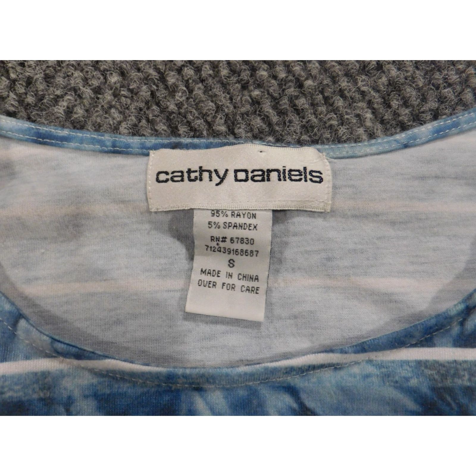 Vintage Cathy Daniels Womens Blouse S Blue Striped Pullover Casual Long Sleeve Button Collared Rayon Spandex Breathable Stretch Regular Top Shirt Size S / US 4 / IT 40 - 6 Thumbnail