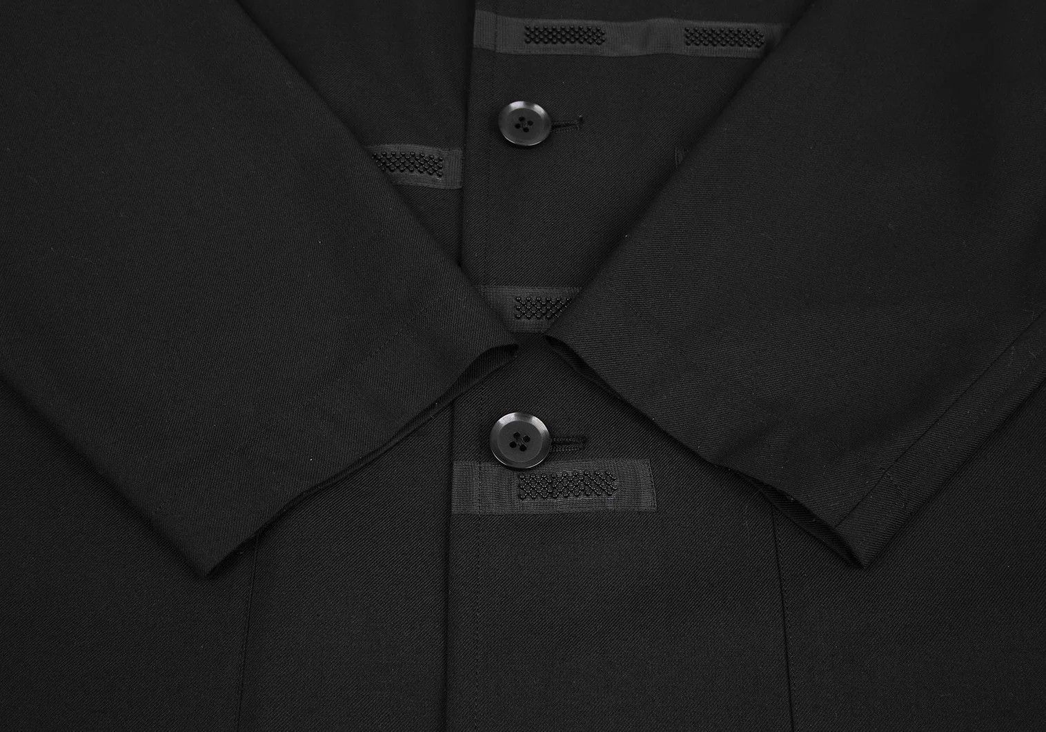 Yohji Yamamoto Wool Gabardine Patchwork Long Jacket in Black Size US L / EU 52-54 / 3 - 8 Thumbnail