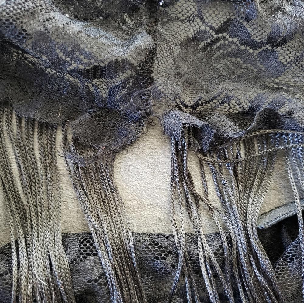 Designer Black Laced Seductive Fringe Bandeau Pajama Top Size ONE SIZE - 3 Thumbnail