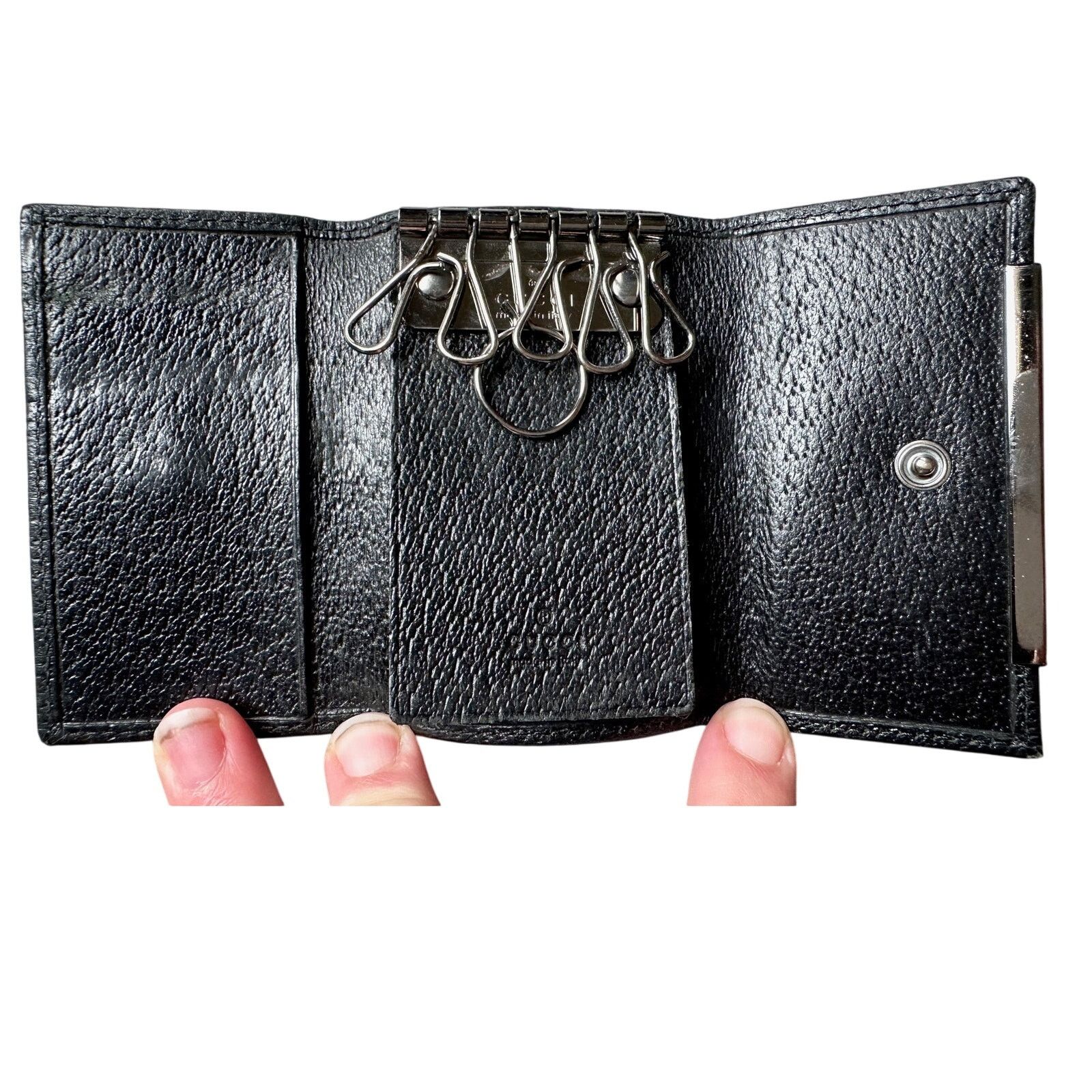 Gucci Gucci Black GG Canvas & Leather Trifold Key Holder - 6 Keys Size ONE SIZE - 2 Thumbnail