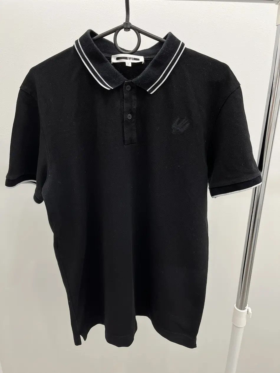 MCQ by Alexander McQueen Black Swallow Logo Polo Shirt