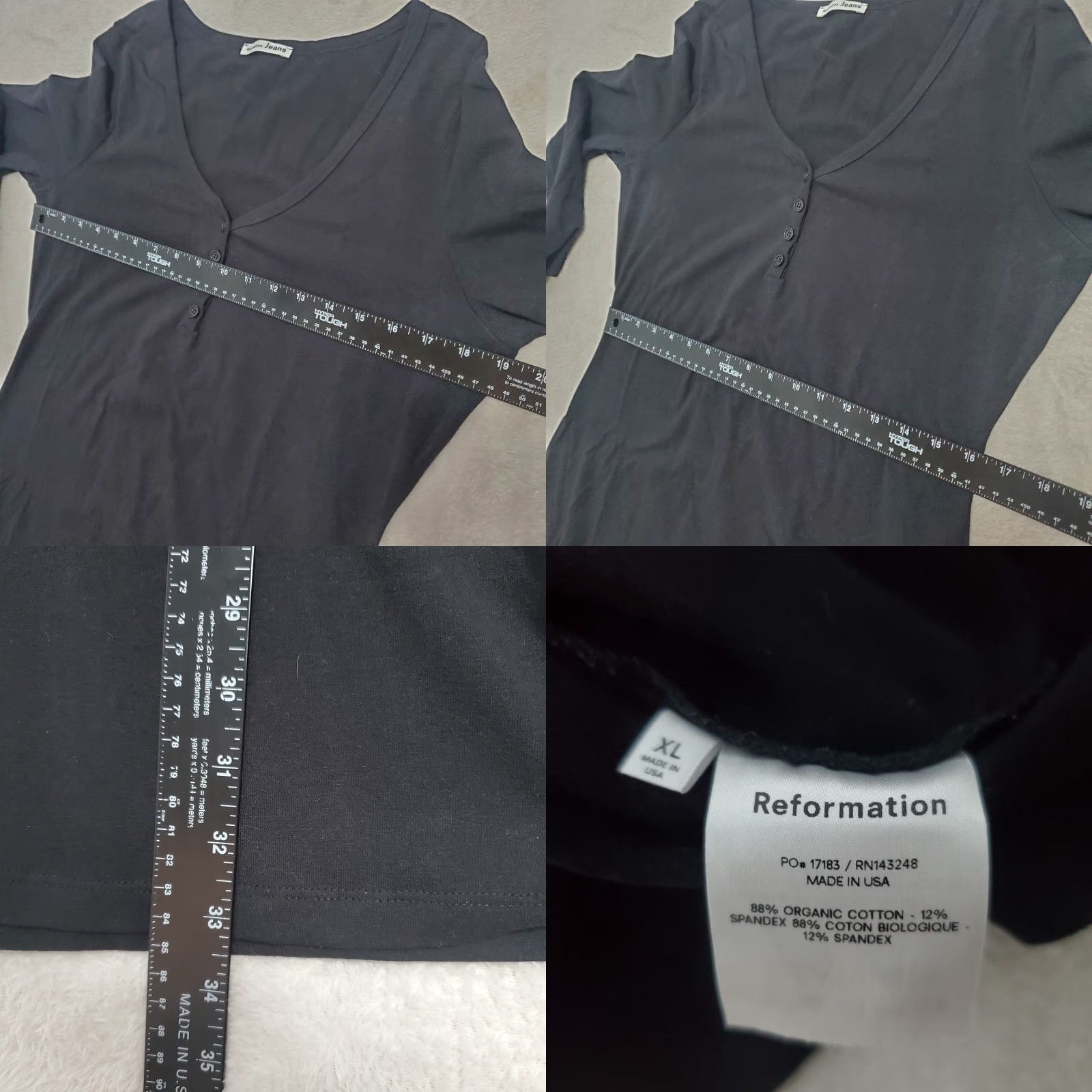 Reformation Reformation Jeans Dress Women XL Black Long Sleeve Organic Cotton Stretch Casual Size XL / US 12-14 / IT 48-50 - 8 Thumbnail