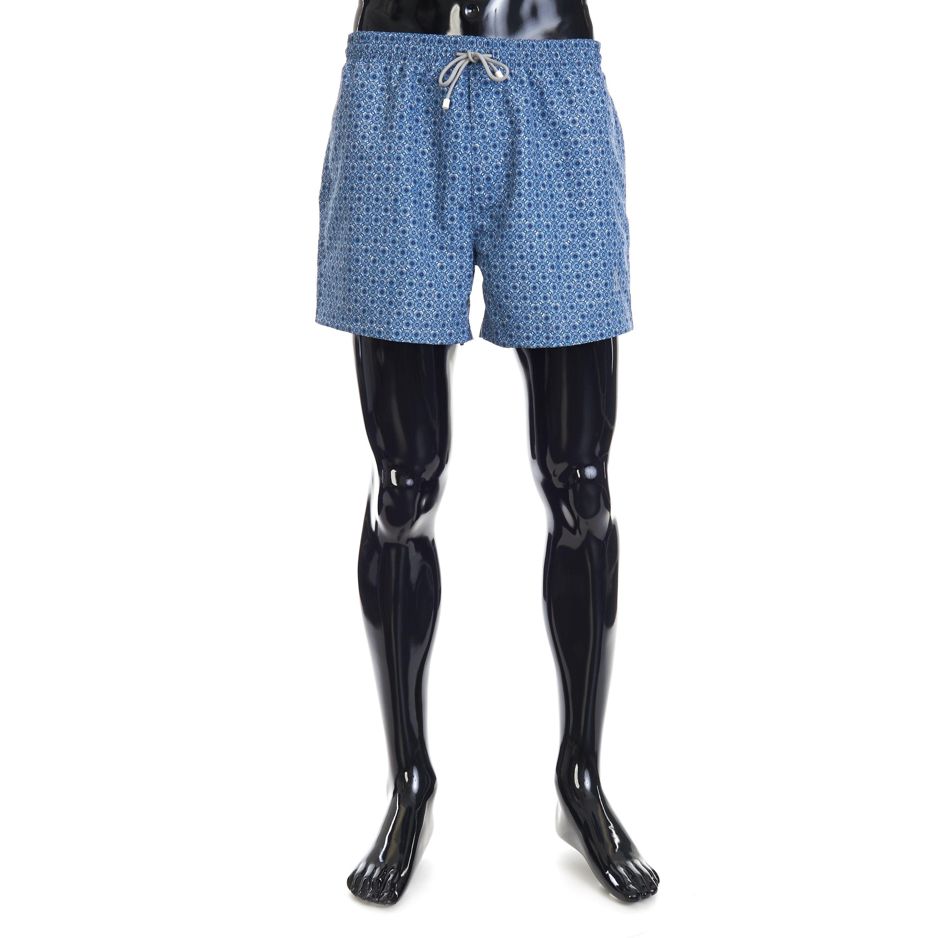 Microfiber Swim Shorts - Geometric Print Pacific Blue
