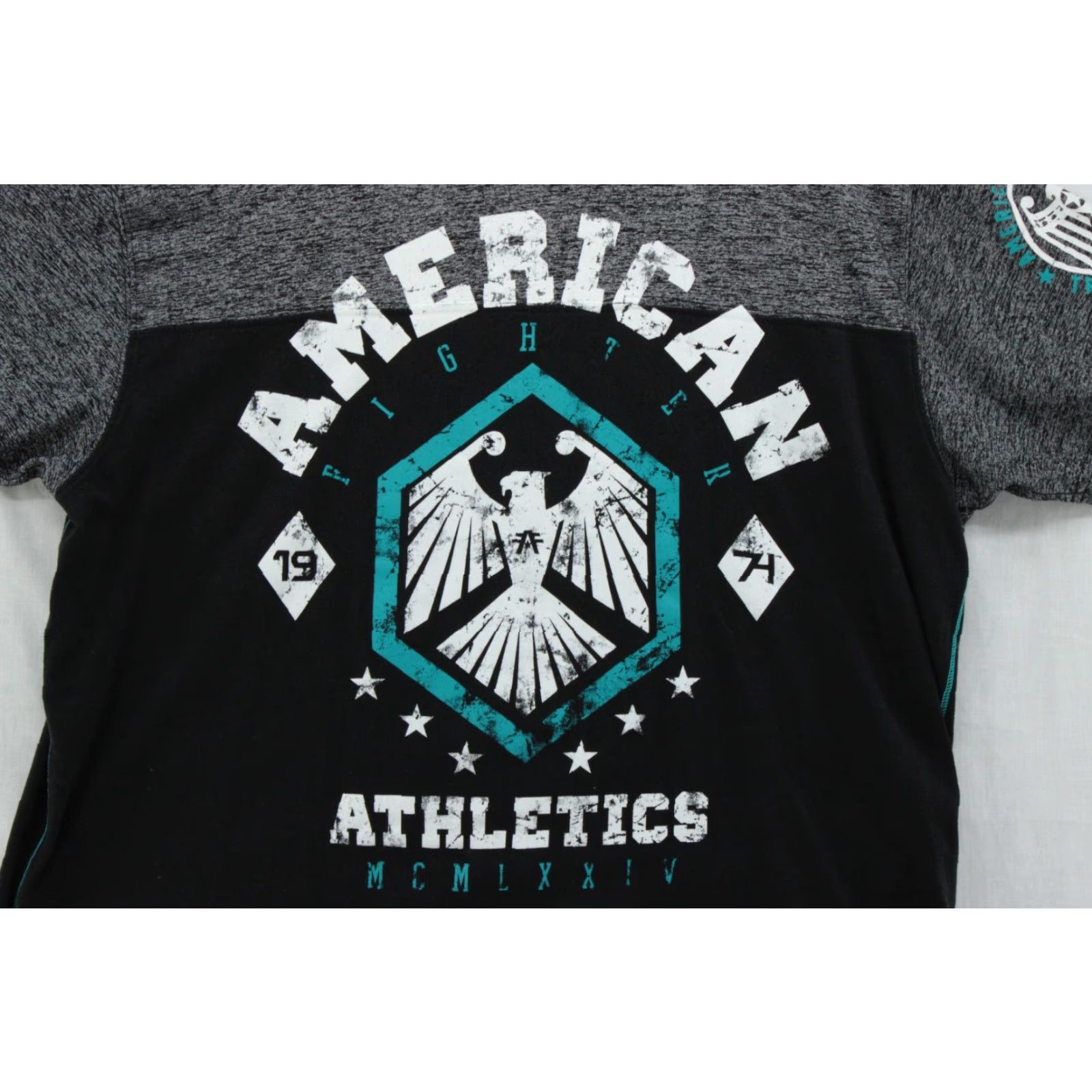 Vintage American Fighter T Shirt Mens 3XL Black Graphic Print Preppy Street Wear Modern Size US XXL / EU 58 / 5 - 2 Thumbnail