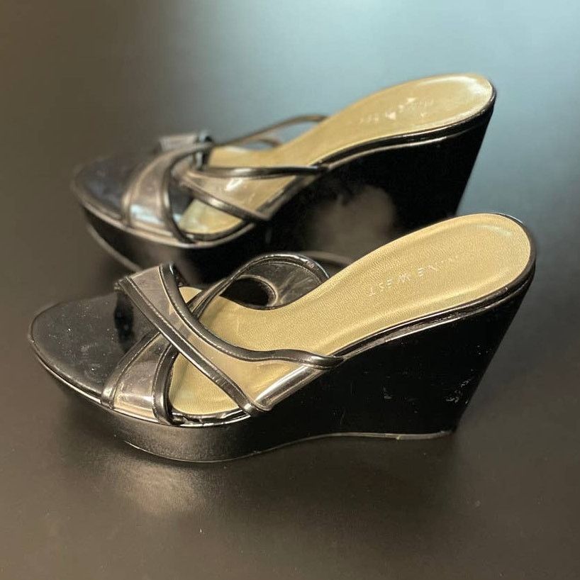 Nine West Nine West Black Wedge Sandal Size 6.5 Size US 6.5 / IT 36.5 - 3 Thumbnail