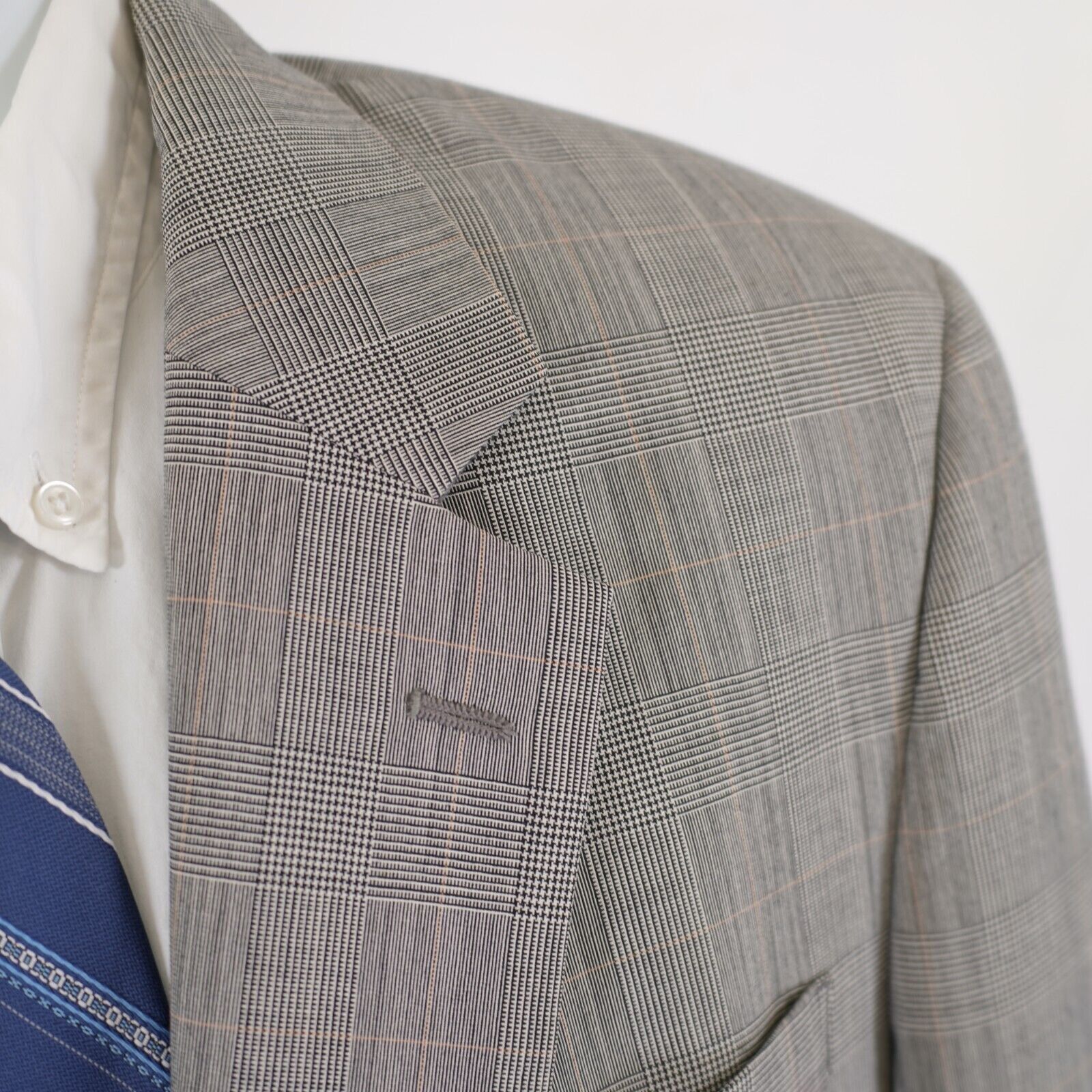 Jos. A. Bank Jos A Bank Wool Cream Black Plaid W/ Orange Windowpane Sport Size 42L - 2 Thumbnail