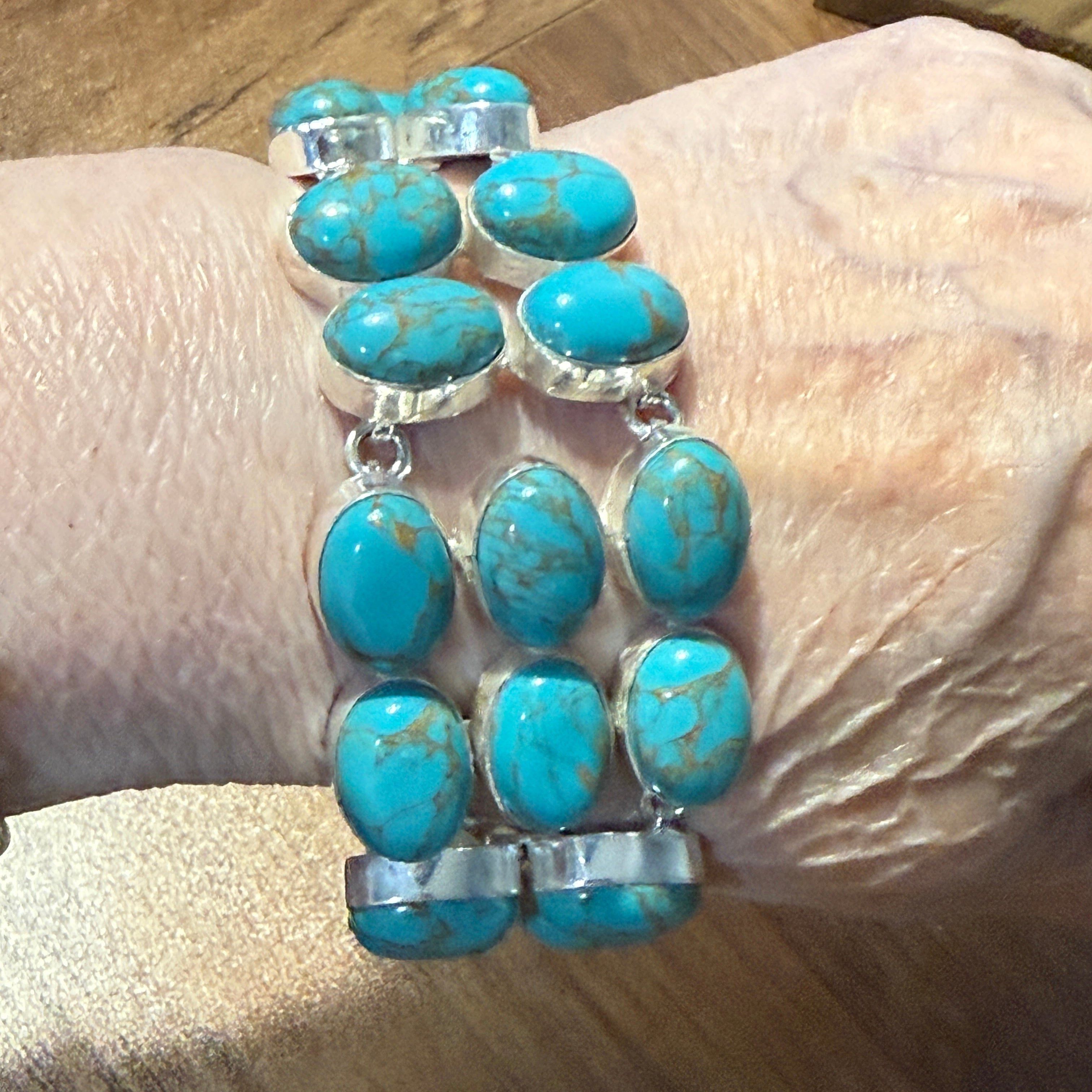 Other Blue Copper Dahlia Turquoise Gemstone Sterling Bracelet Size ONE SIZE - 3 Thumbnail