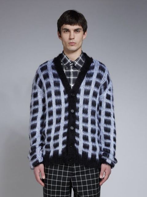 Marni o1w1db10824 V-Neck Knit Cardigan in Navy/White Size US M / EU 48-50 / 2 - 1 Thumbnail