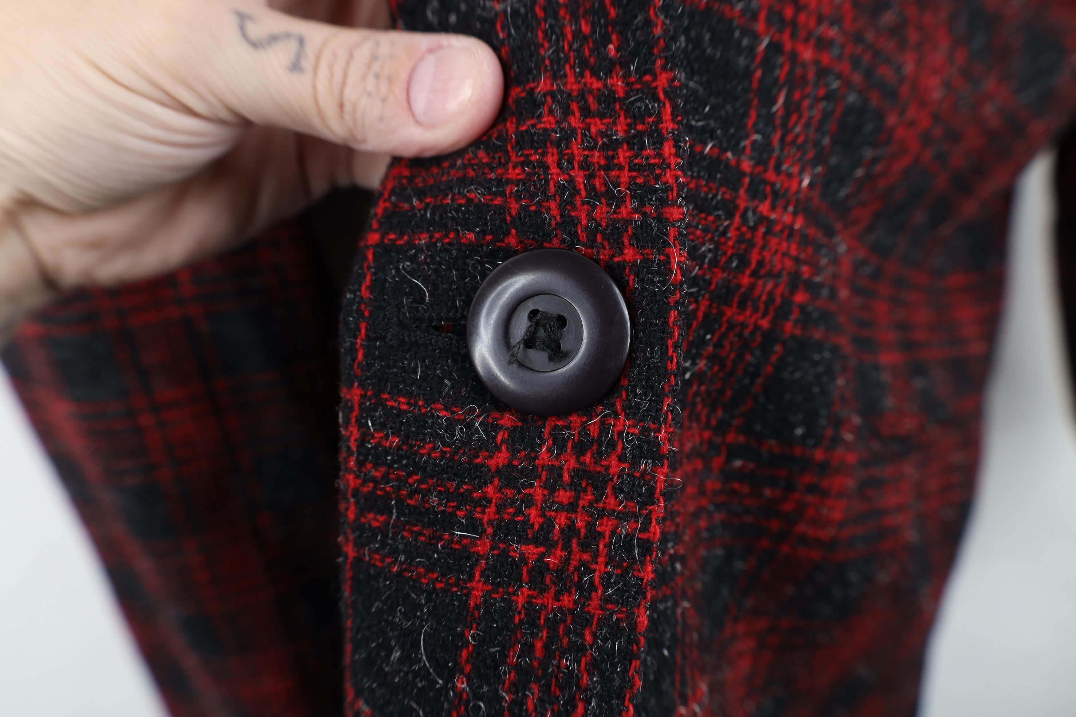 Vintage Vintage 90s Wool Tweed Suit Coat Blazer Jacket Red Plaid Size XXL / US 16-18 / IT 52-54 - 4 Thumbnail