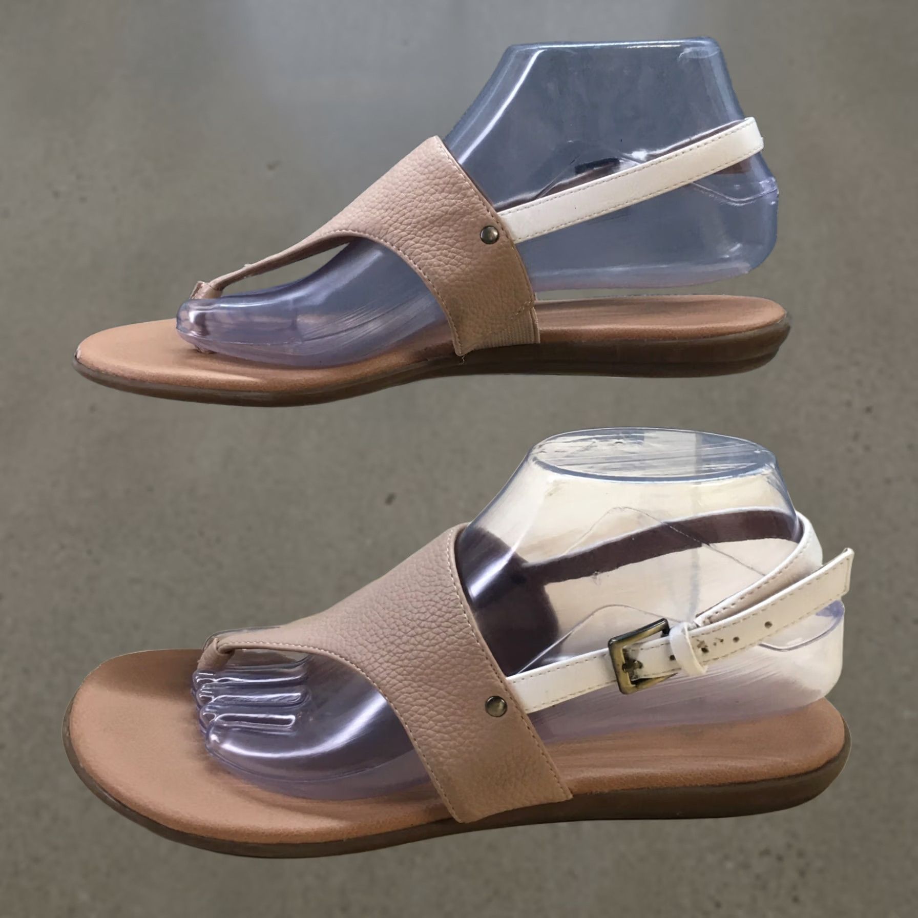 Vintage Aerosoles Sandals Womens 9 M Thong Slingback Beige Faux Leather Size US 9 / IT 39 - 1 Thumbnail