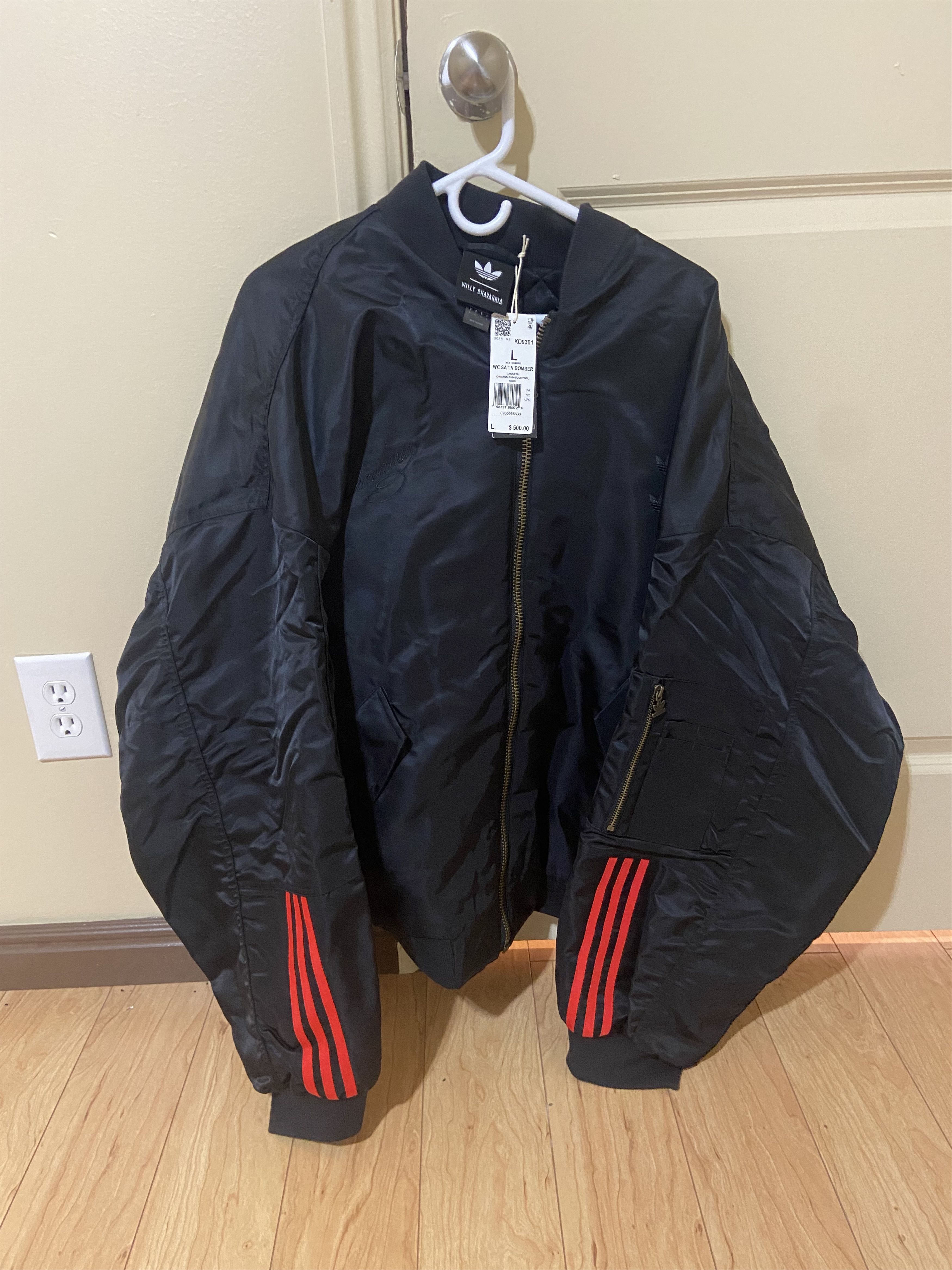 Adidas × Willy Chavarria Adidas x Willy Chavarria Men's Satin Twill Bomber Jacket Size US L / EU 52-54 / 3 - 1 Thumbnail