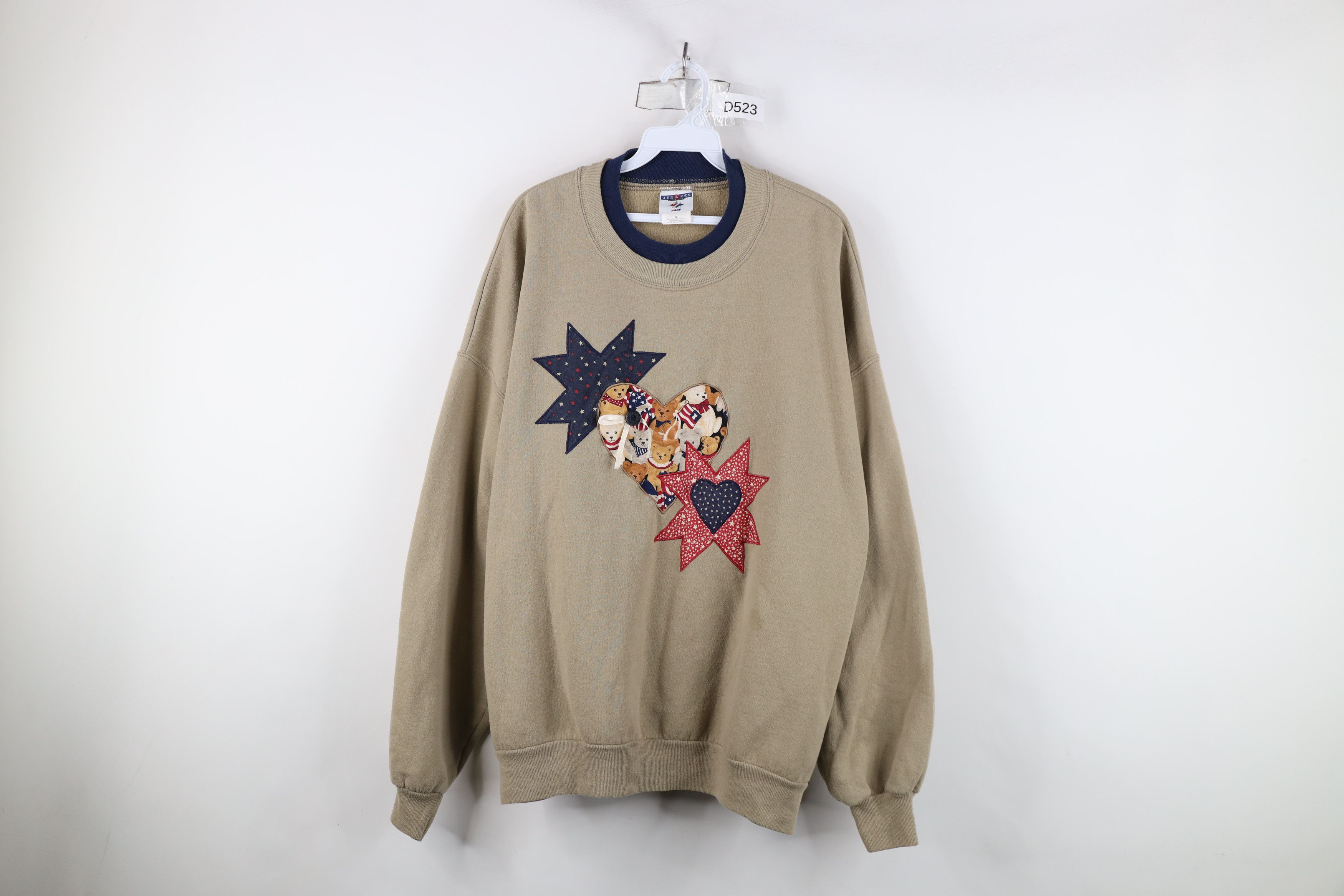 Vintage Vintage 90s Patchwork Bear Heart Layered Sweatshirt Brown Size XXL / US 16-18 / IT 52-54 - 1 Thumbnail