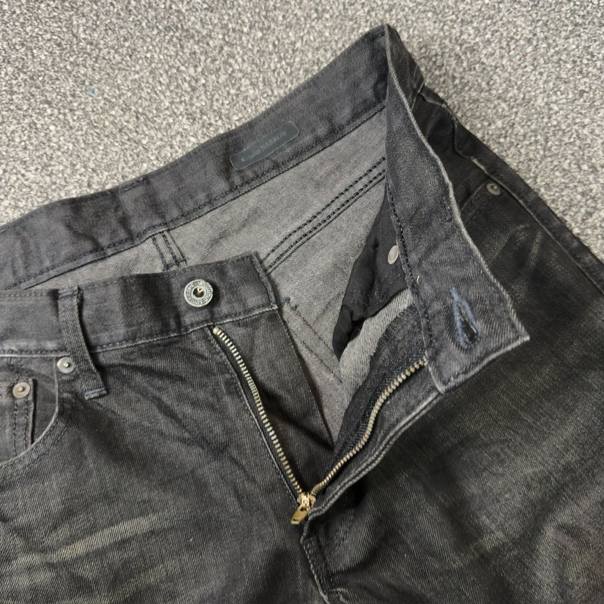 If Six Was Nine 🔥 Vintage 90s Black Wax Denim Edwin 503 Size US 31 - 12 Thumbnail