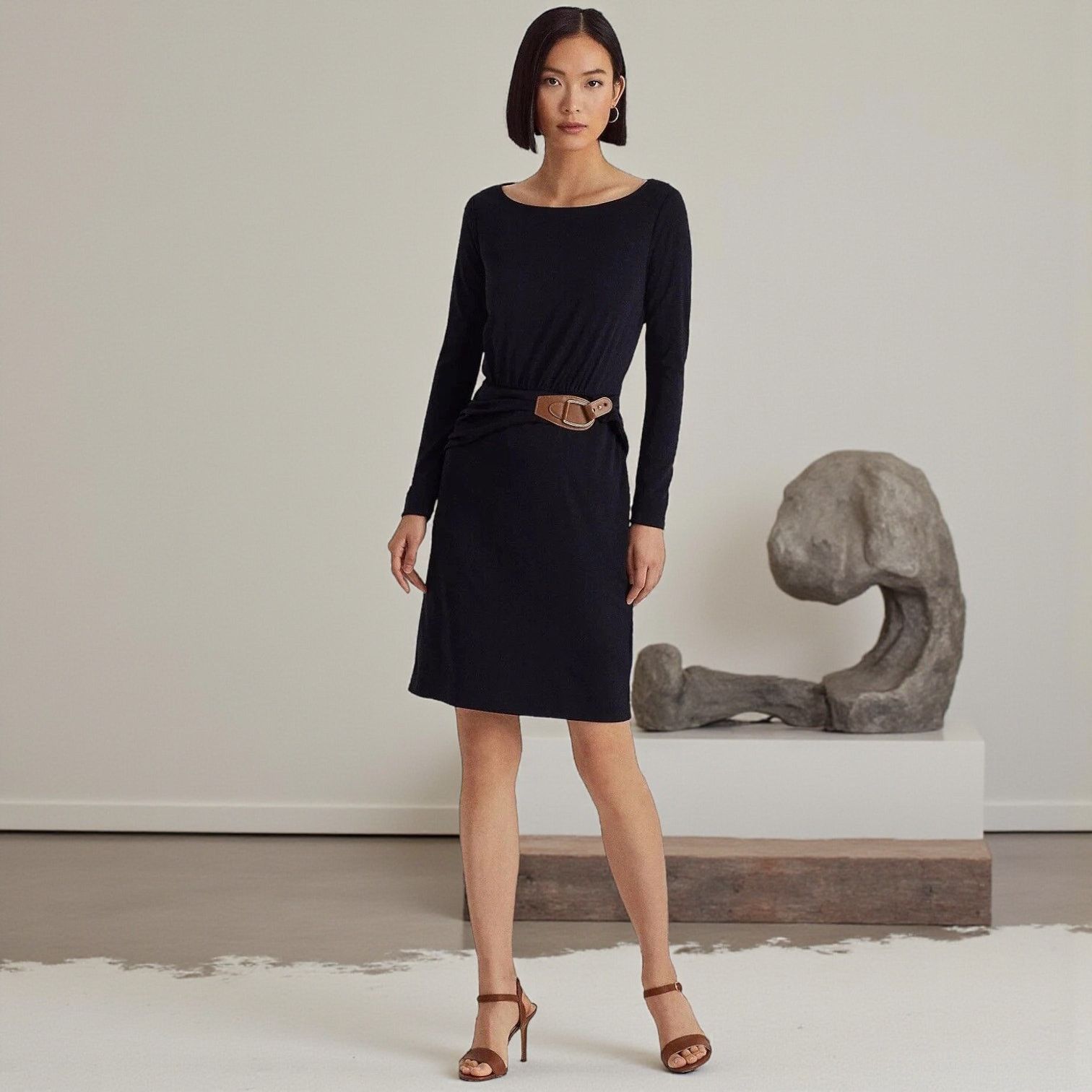 Lauren Ralph Lauren NWT - Ralph Lauren Buckle Trim Stretch Jersey Navy Dress 2 Size XS / US 0-2 / IT 36-38 - 3 Thumbnail