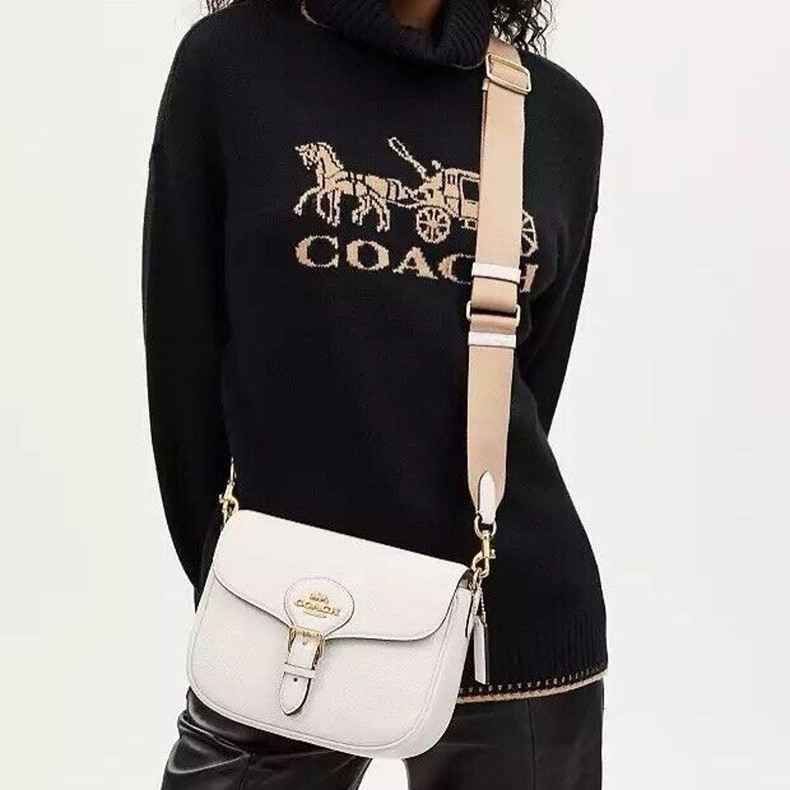 Coach NWT Coach Amelia Saddle Bag pockets Soft leather White Size ONE SIZE - 2 Thumbnail