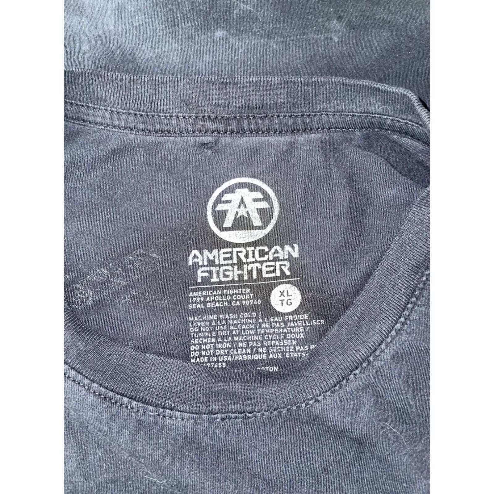 Vintage American Fighter T-Shirt Mens XL Black Size US XL / EU 56 / 4 - 7 Thumbnail