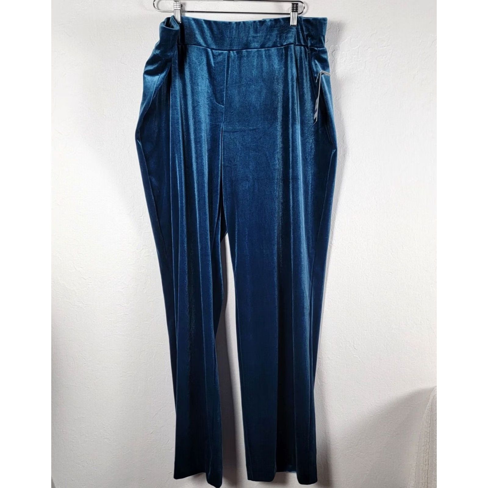 Jones New York Jones New York Velour Cowl Neck Top & Pant 2 Pc Set Blue XXL Regular Inseam 32" Women Velour 2XL Size XXL / US 16-18 / IT 52-54 - 2 Thumbnail