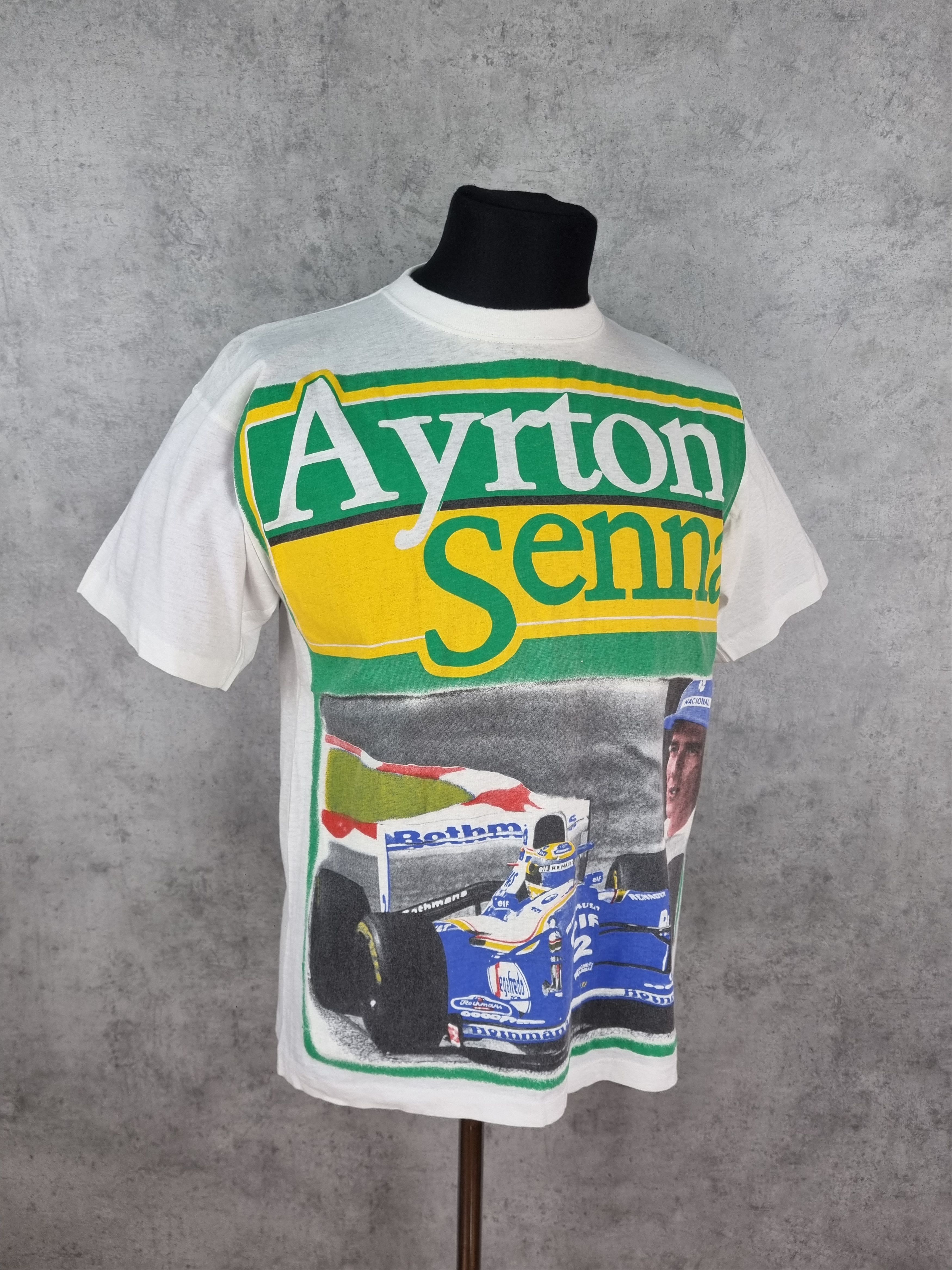Vintage Single Stitch Ayrton Senna Rothmans Racing Tee Shirt Size US L / EU 52-54 / 3 - 7 Thumbnail