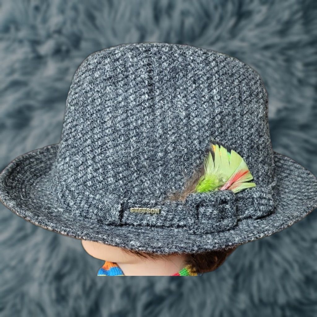 Vintage VTG Stetson Tweed Wool Fedora Hat Medium Wool Feathers Brown M Mens Hat 7 Size ONE SIZE - 1 Thumbnail